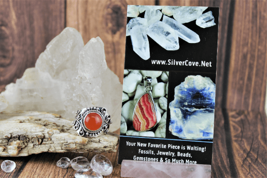 Natural Carnelian Gemstone Ring for Women - Size 8 Adjustable Sterling Silver Band - Perfect for Healing, Meditation & Spiritual Jewelry Gifts