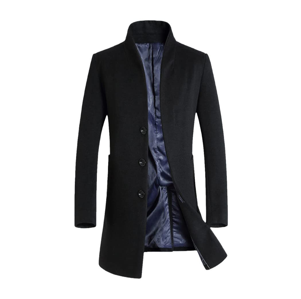 Premium Korean Men's Extra Long Black Trench Coat - Winter Warm Thick Cashmere Wool Jacket for Men | Classic Style for Office, Dating & Formal Occasions