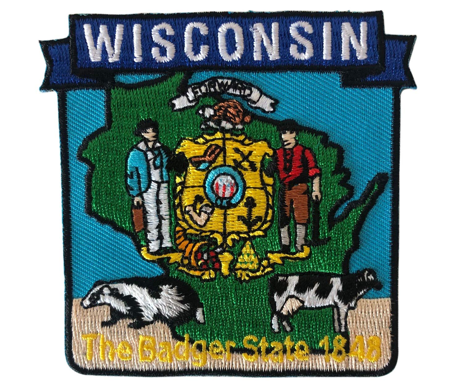 Wisconsin State Shaped Embroidered Iron-On Patch - Perfect for Jackets, Hats & Backpacks | DIY Sewing & State Pride Accessories