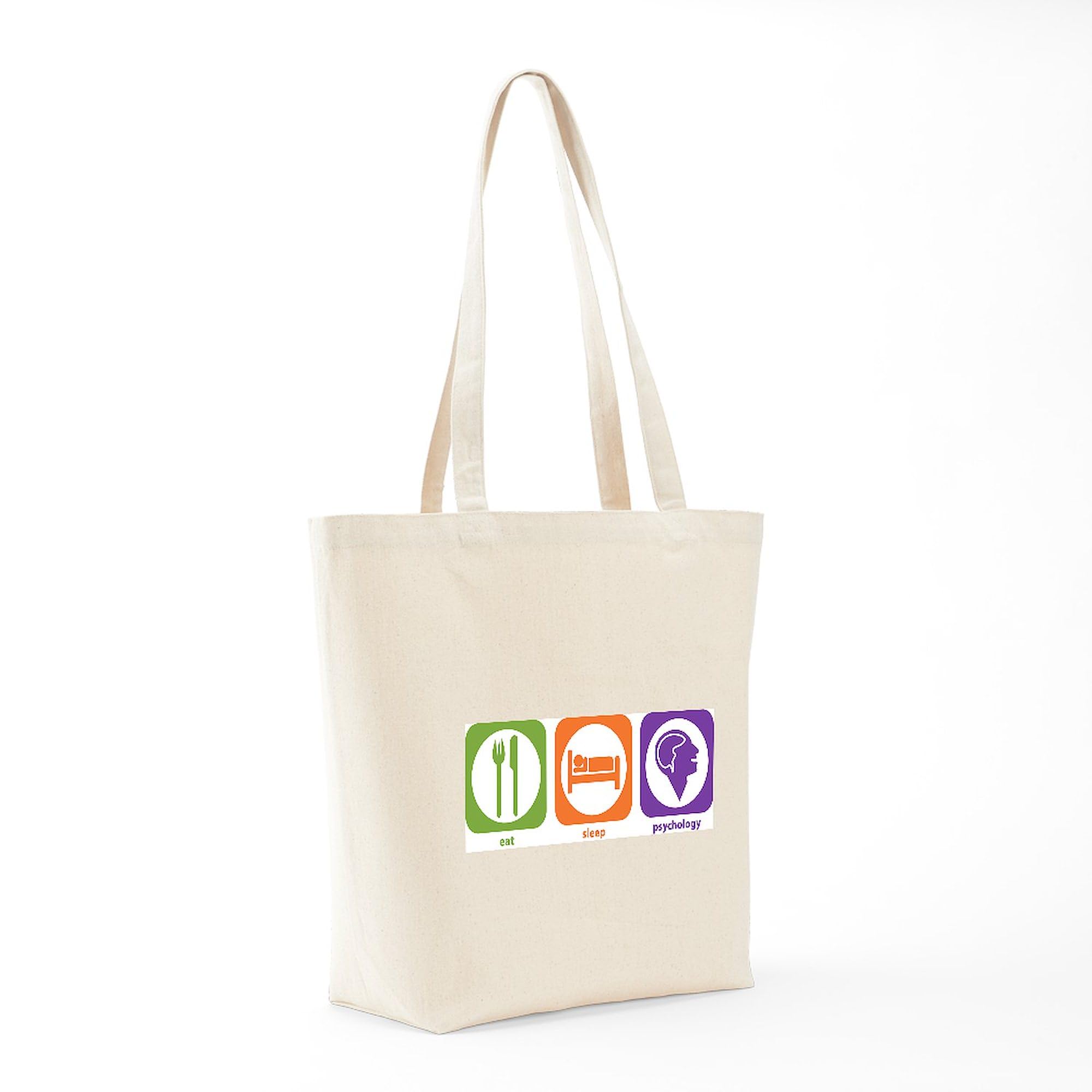 Eat Sleep Psychology Tote Bag - Natural Canvas Reusable Shopping Bag for Students, Therapists & Psychology Lovers - Perfect for School, Work & Grocery Shopping