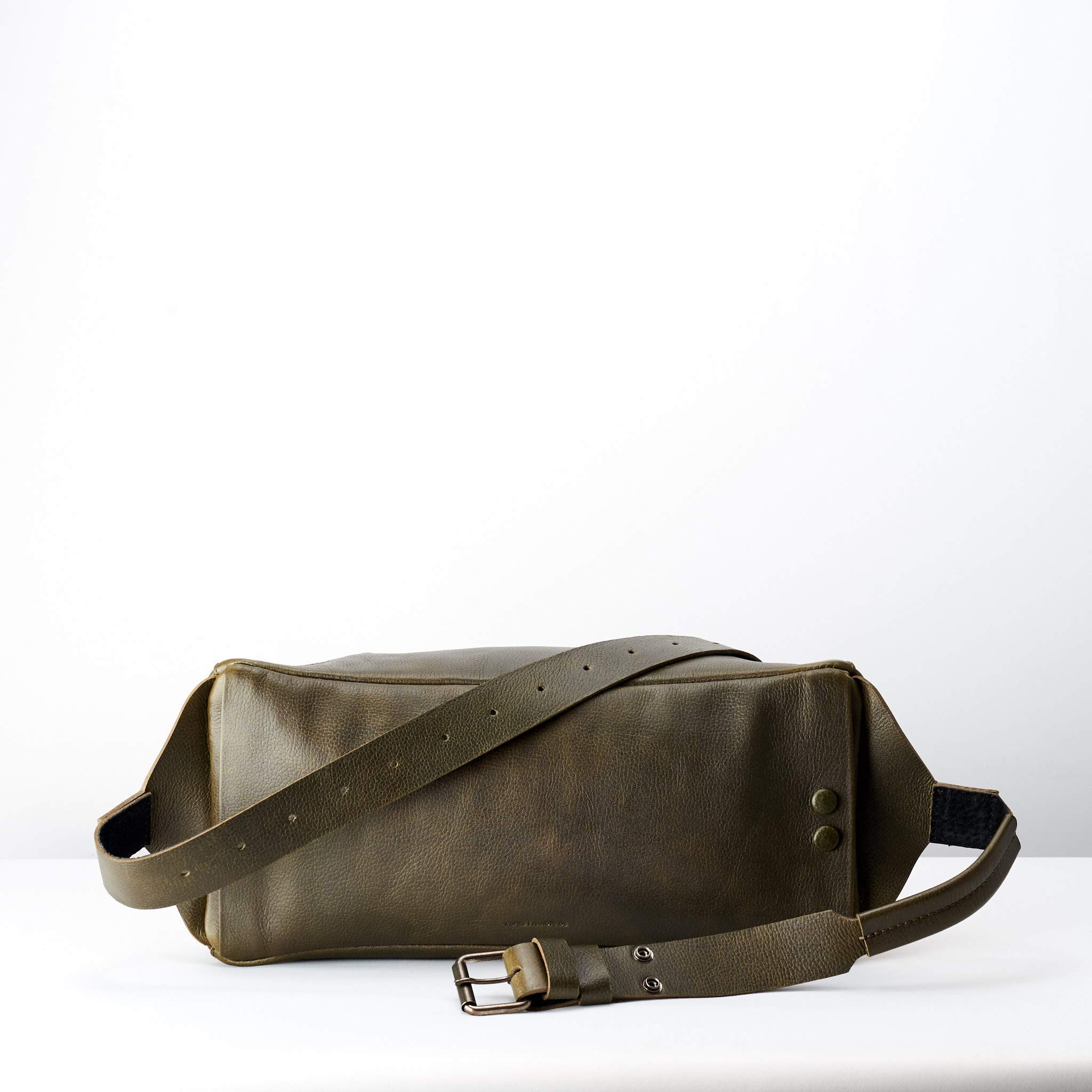 Handmade Green Messenger Sling Shoulder Bag for Men - Durable Belt Bag & Fanny Pack for Everyday Carry - Outdoor Waist Pack & Hip Bag for Hiking, Travel, and Street Fashion