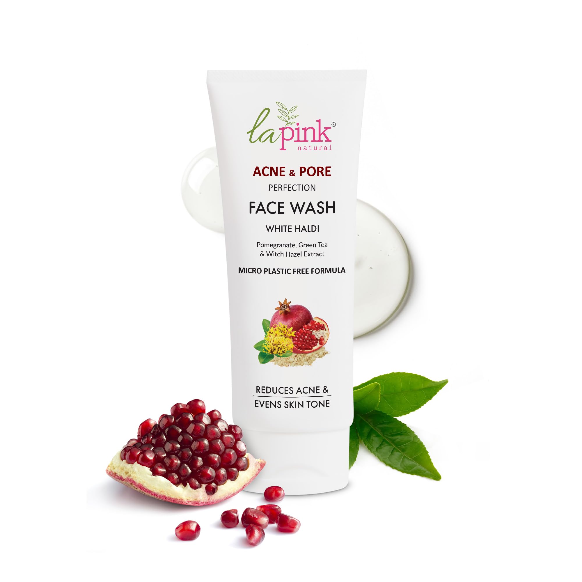 La Pink Acne & Pore Perfection Face Wash with White Turmeric & Green Tea - Gentle Cleanser for Acne Reduction & Even Skin Tone | 100% Microplastic-Free, Soap-Free Formula for All Skin Types | 100ml | Perfect for Daily Skincare Routine & Sensitive Skin Care
