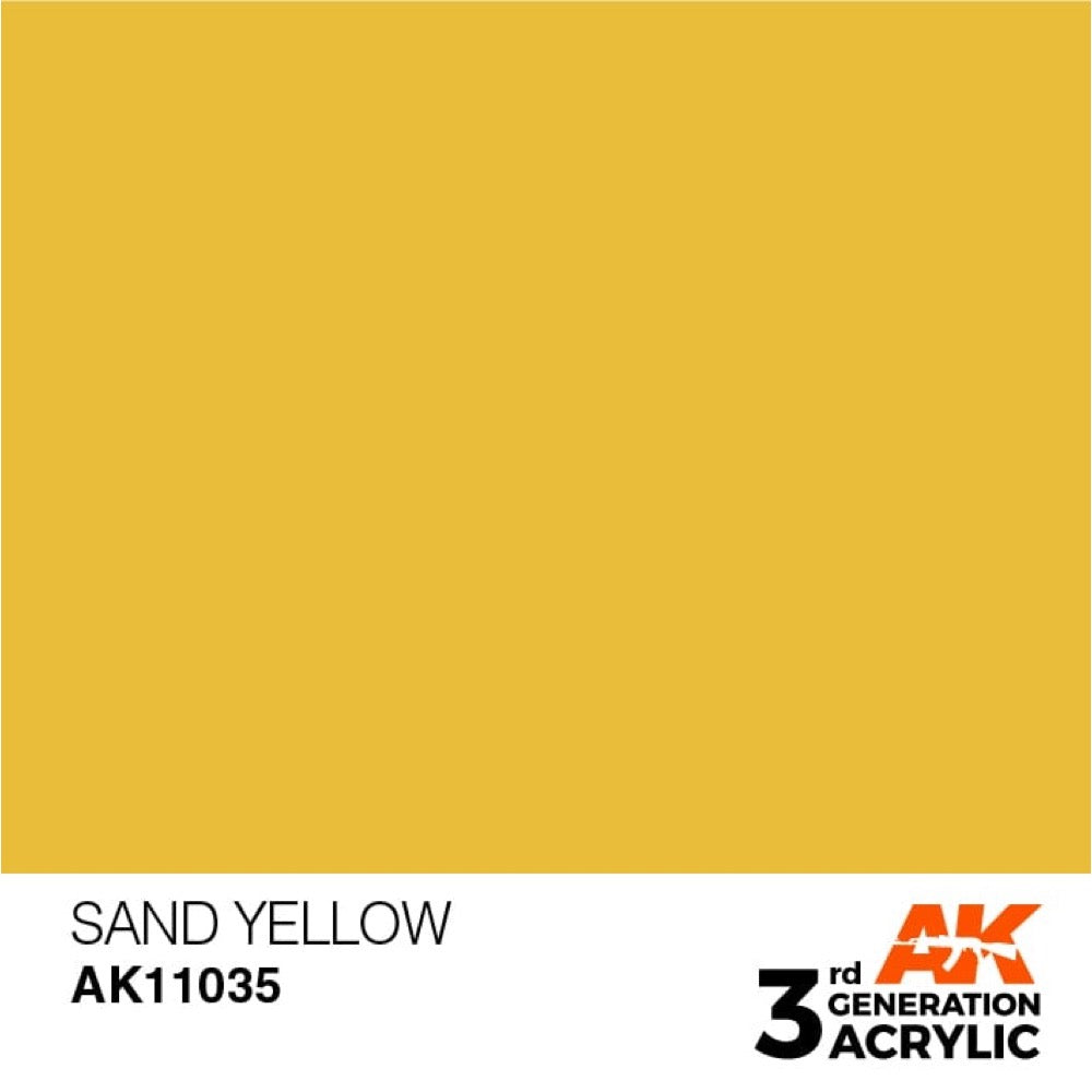 AK Interactive AK11035 Sand Yellow Acrylic Paint - 17ml Bottle (3rd Gen) for Model Kits, Miniatures & Dioramas - Weathering & Detail Painting
