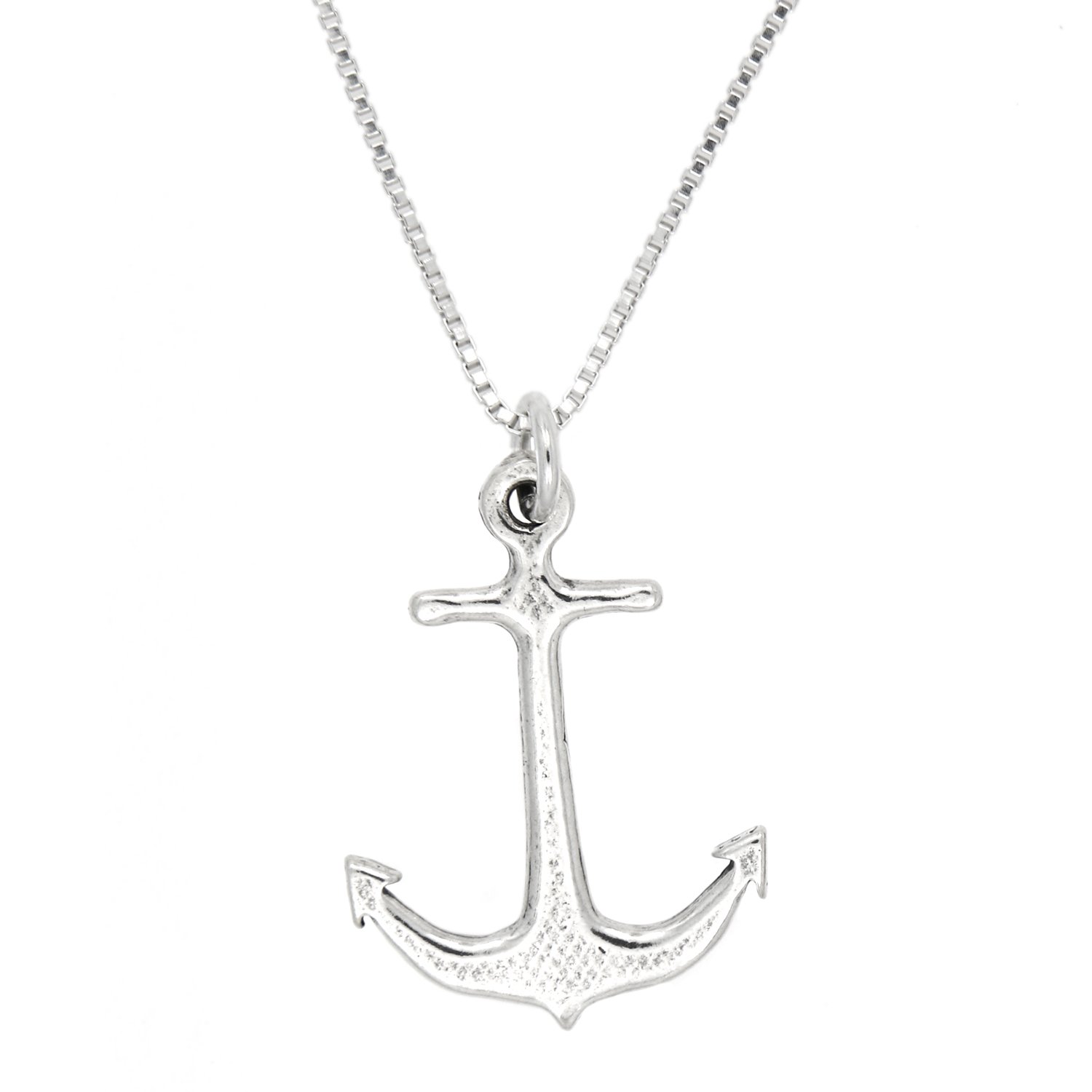 Faith Anchor Charm Necklace - Sterling Silver with Box Chain - Perfect for Gifts, Daily Wear & Religious Jewelry