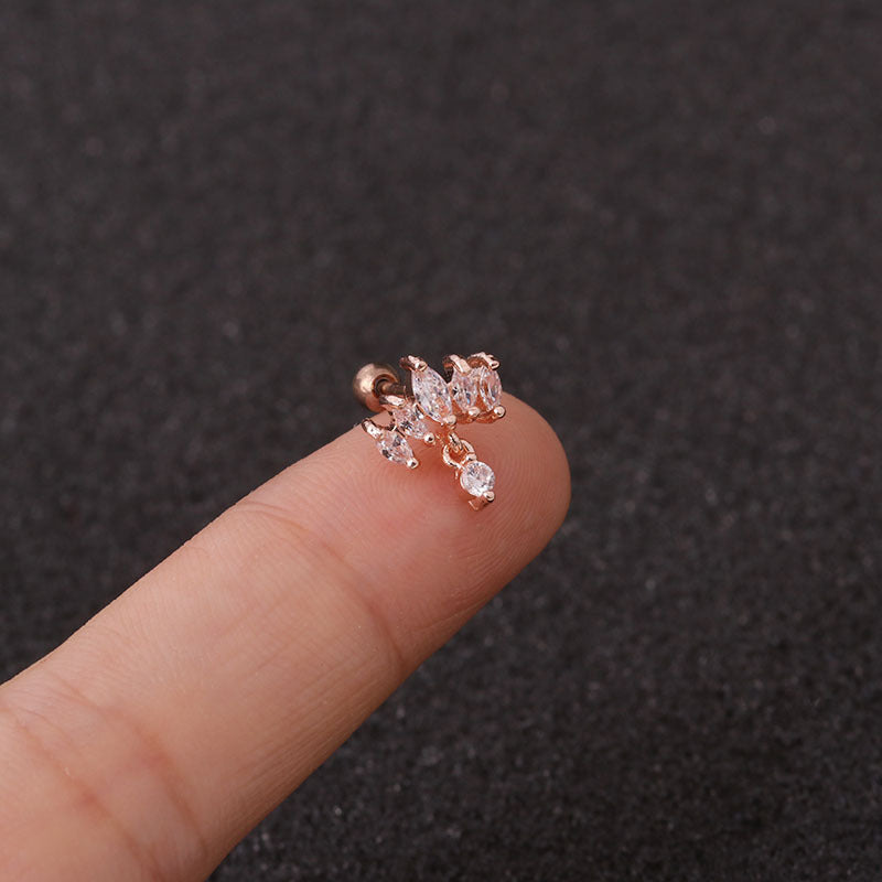 20G Cartilage Marquise Crown Dangle Stud Earrings for Women | Hypoallergenic Surgical Steel Tragus Helix Piercing Jewelry | Perfect for Daily Wear, Parties & Special Occasions