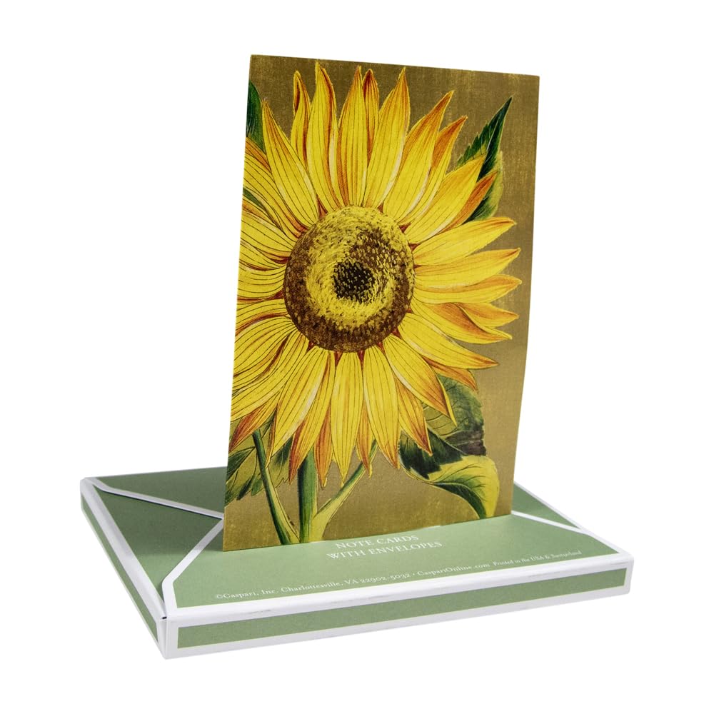 Caspari Sunflower Blank Boxed Note Cards - 32 Cards & Envelopes Set | Perfect for Thank You Notes, Greetings & Special Occasions