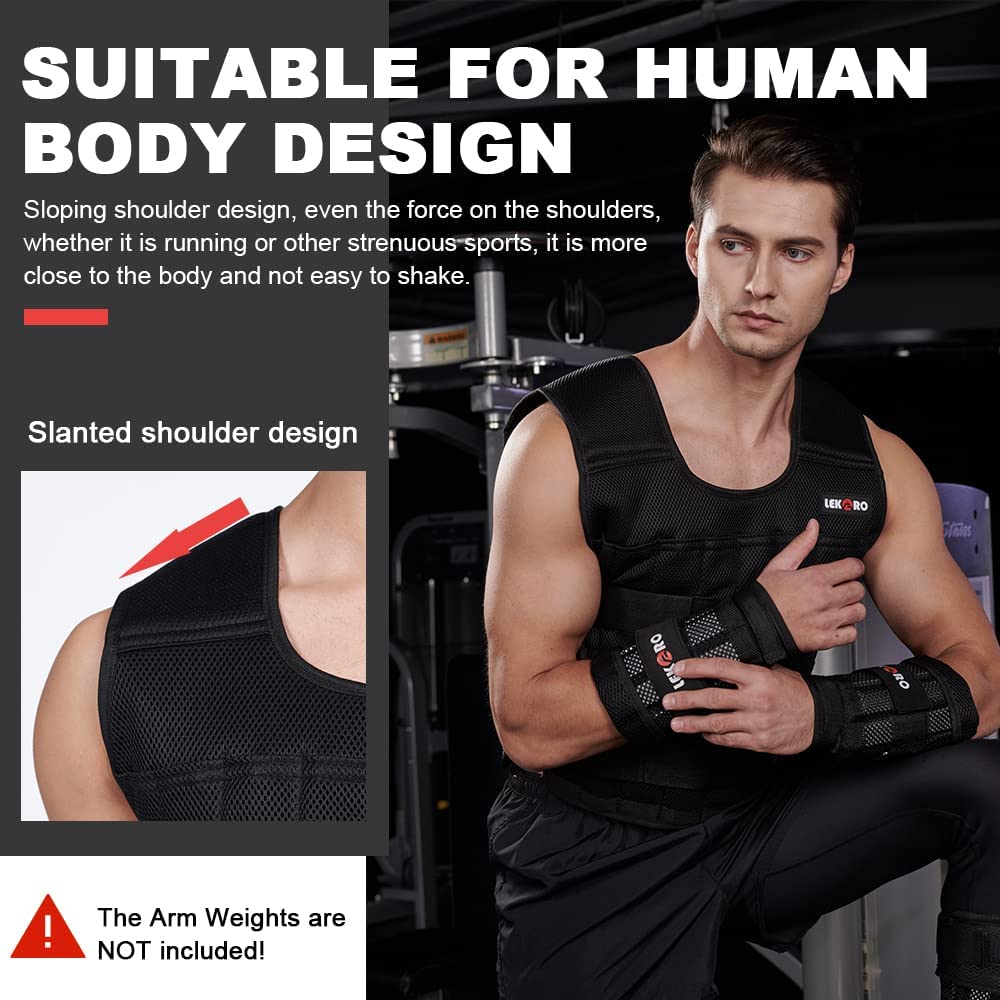 44LB Adjustable Weighted Vest for Men & Women - Workout Training Fitness Jacket with 96 Steel Plates - Perfect for Strength Training, Running, and CrossFit