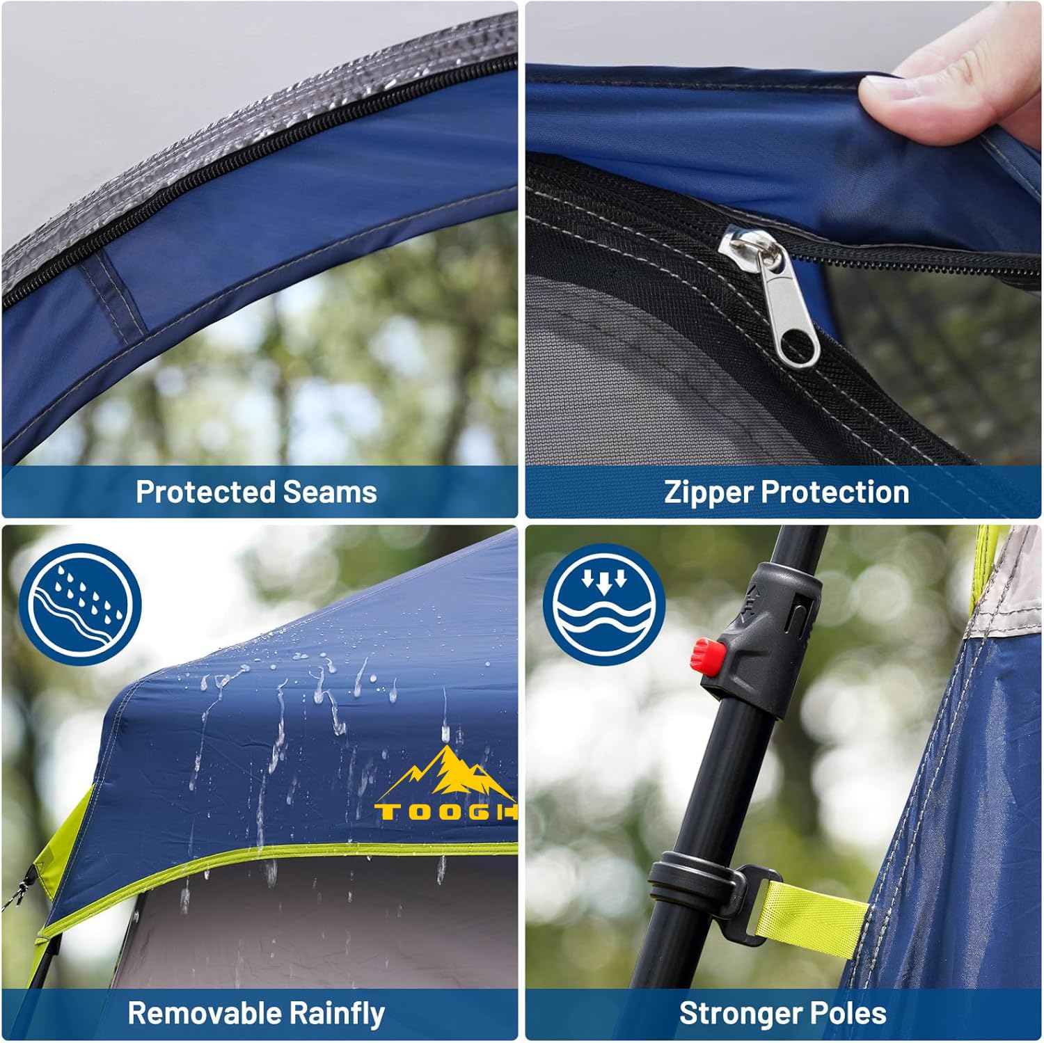 3/4/6 Person Instant Setup Camping Tent - Waterproof & Weatherproof Family Cabin Tent with Rainfly, Quick Pop Up in 60 Seconds & Upgraded Ventilation - Perfect for Backpacking, Hiking, and Outdoor Adventures