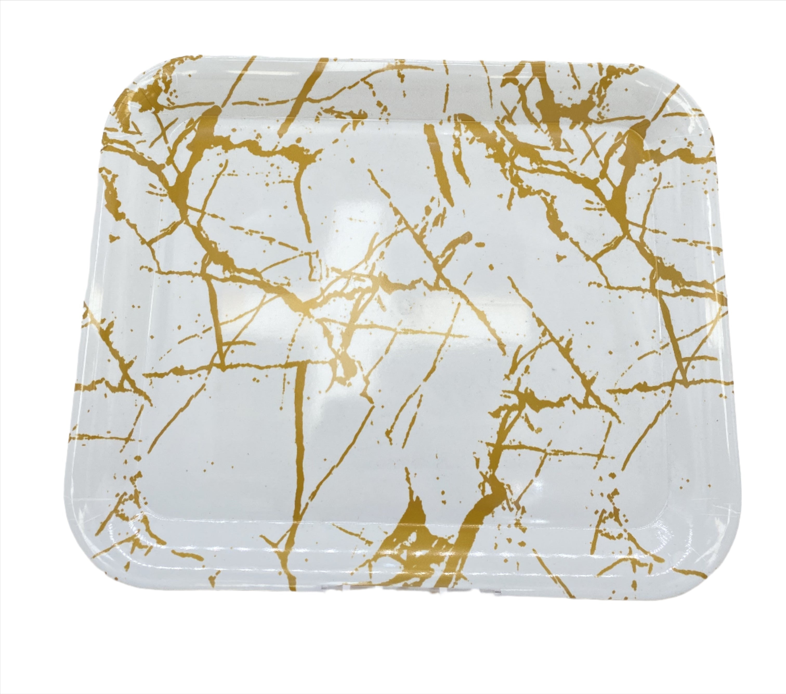 11.5x9.5 Inch Plastic Serving Tray with Elegant Marble Design - Perfect for Dining, Entertaining, and Home Decor