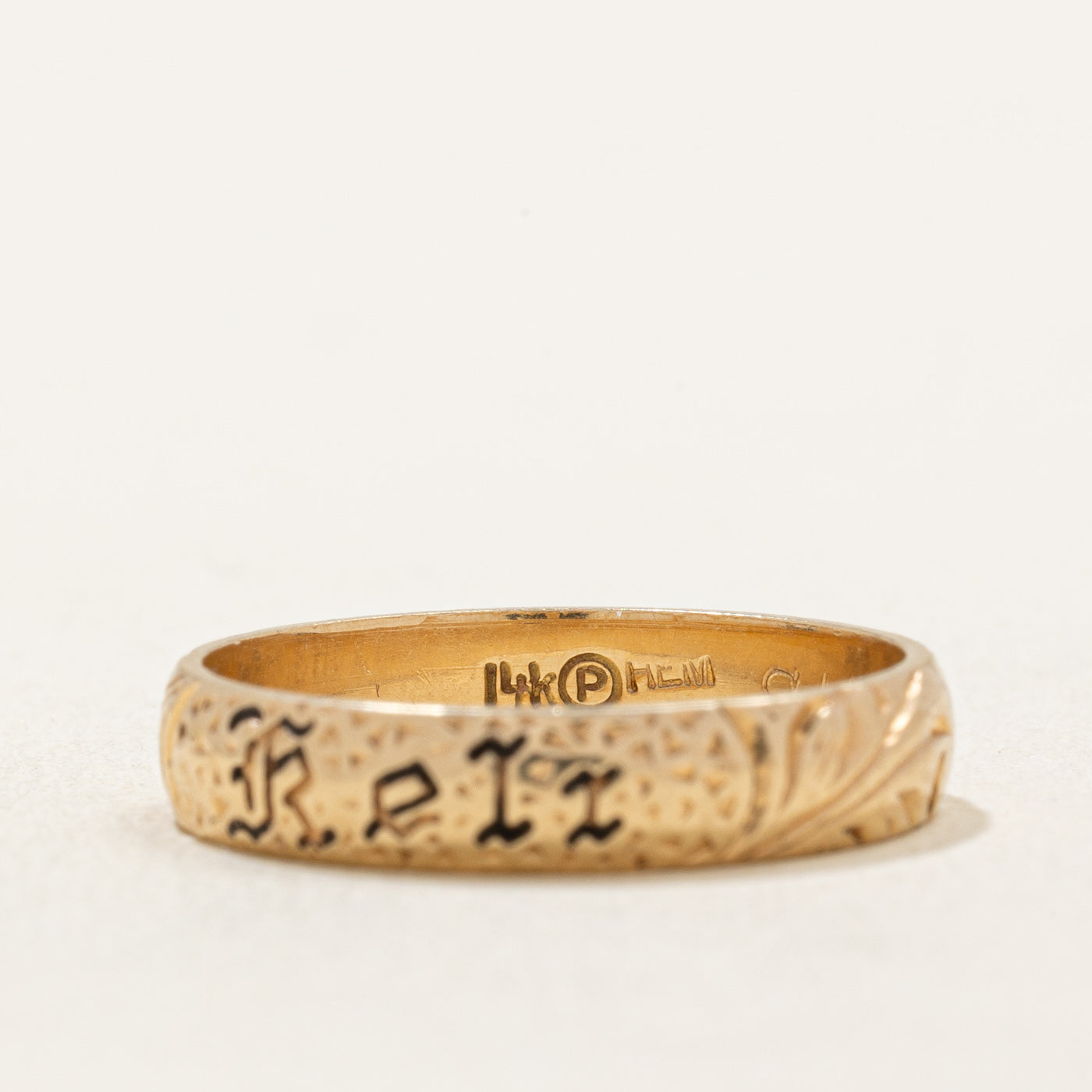 14K Yellow Gold Engraved Wedding Band Ring - 3.85mm Wide, Size 6.75 - Perfect for Anniversary Gifts, Bridal Jewelry & Special Occasions