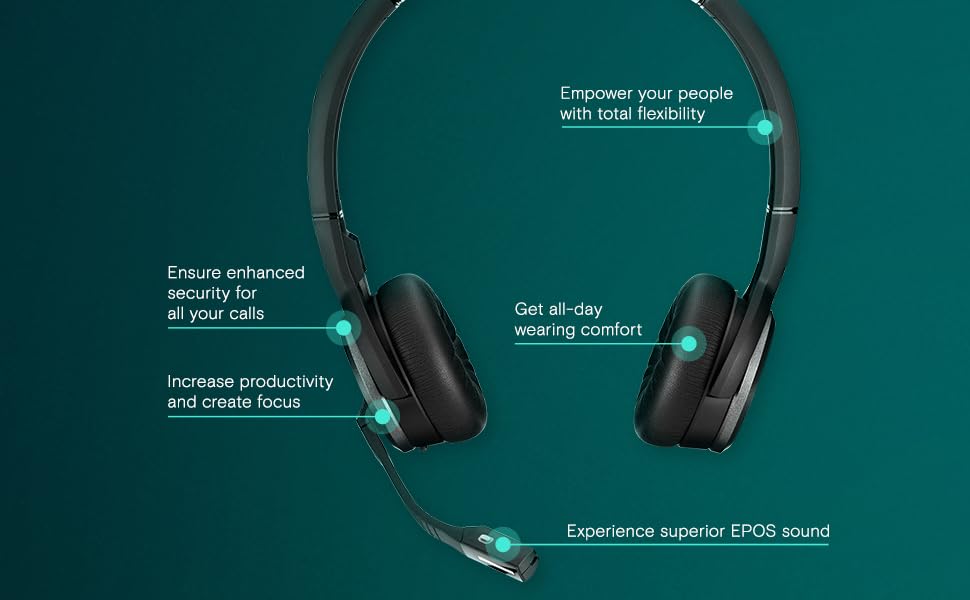 Sennheiser SDW 60 HS (507060) Professional Double-Sided Headset - Compatible with SDW 5066, 5065, 5064 & 5063 - Ideal for Call Centers, Customer Service & Office Communications