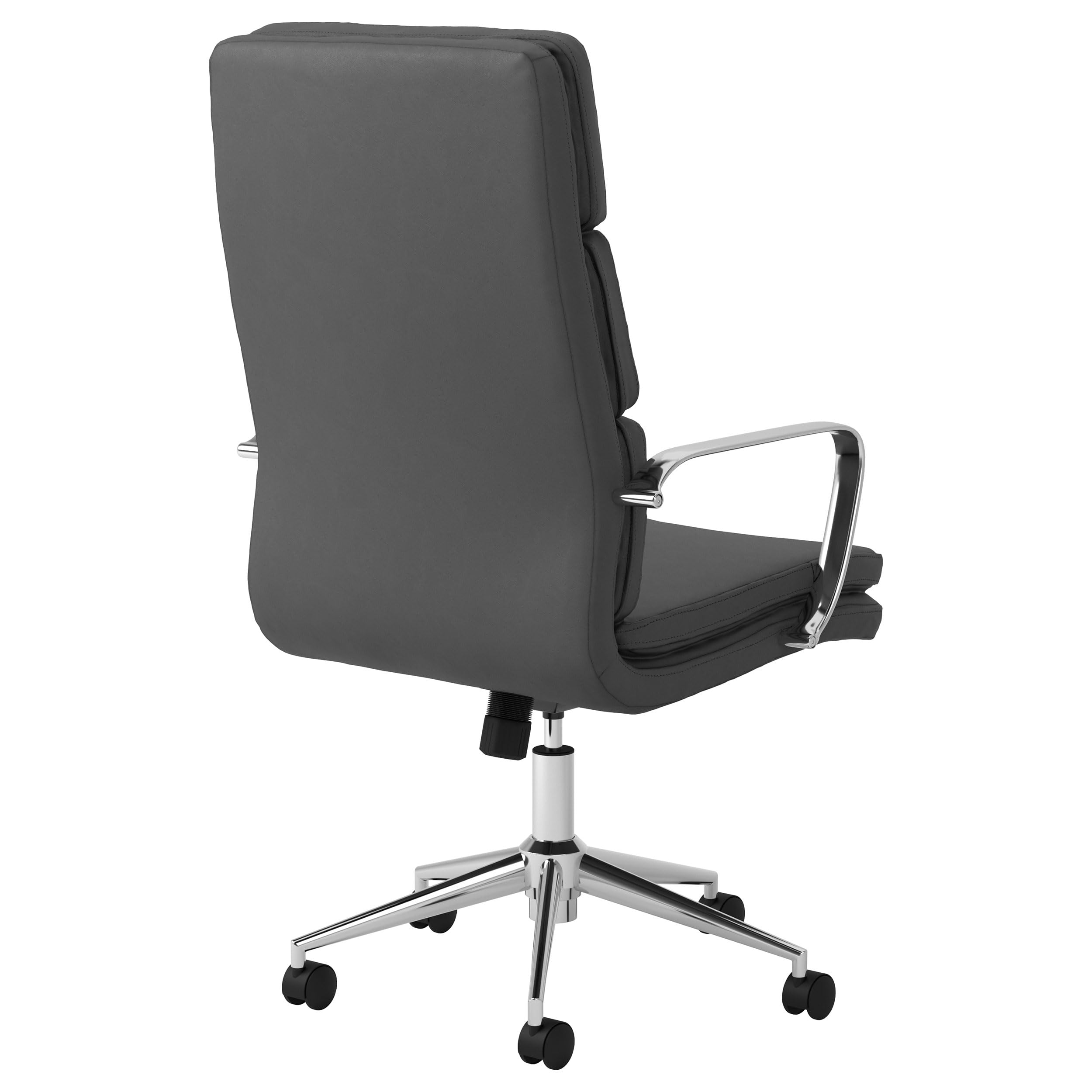 Coaster Home Furnishings High Back Upholstered Office Chair with Lumbar Support - Grey Fabric & Chrome Base - Ergonomic Desk Chair for Home Office, Gaming, and Workspace