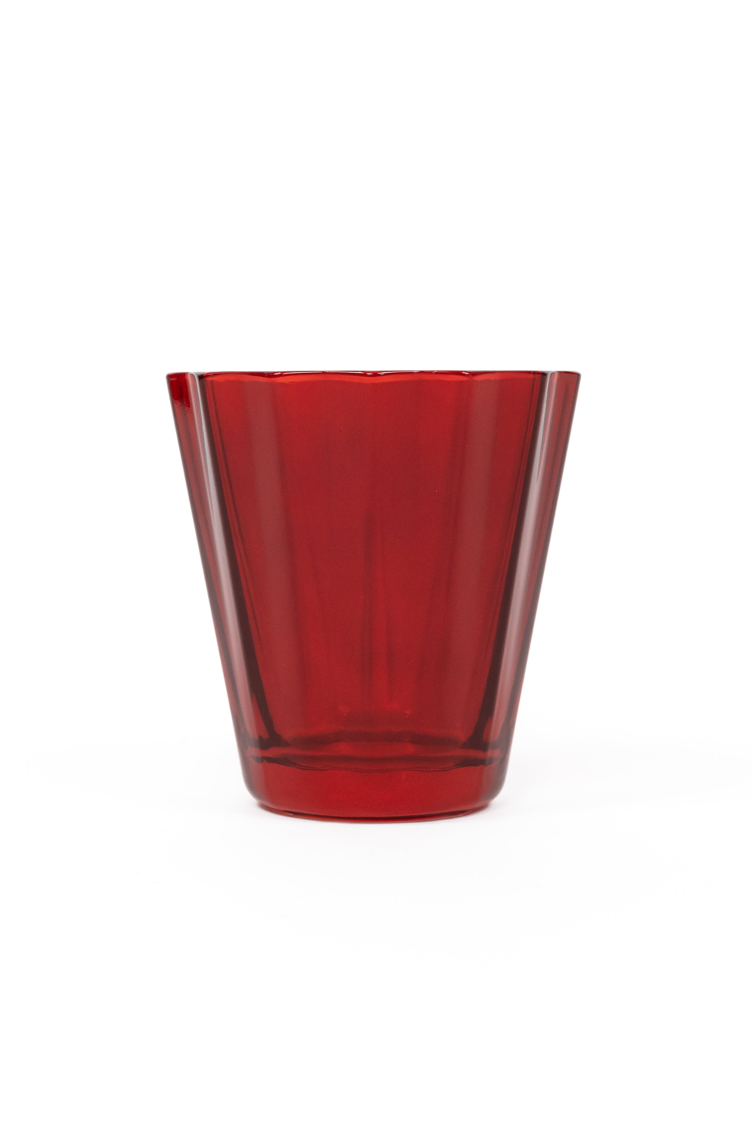 Estelle Colored Sunday Lowball Glasses - Set of 6 Red Cocktail Glasses for Margaritas, Whiskey & Party Drinks