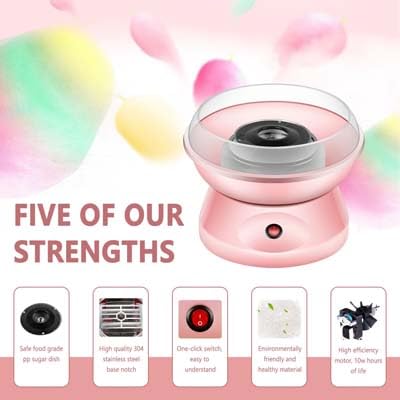 Best Kids Cotton Candy Machine for Home Use - Durable Metal Candy Maker with Spill-Proof Plate - Easy to Use for Birthday Parties & Family Gatherings
