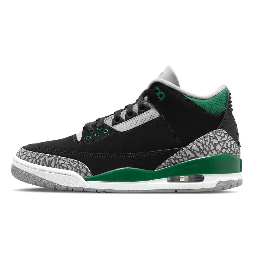 Air Jordan 3 Retro Men's Basketball Shoes - Black/Pine Green/Silver/White Colorway - Perfect for Streetwear & Sneaker Collectors