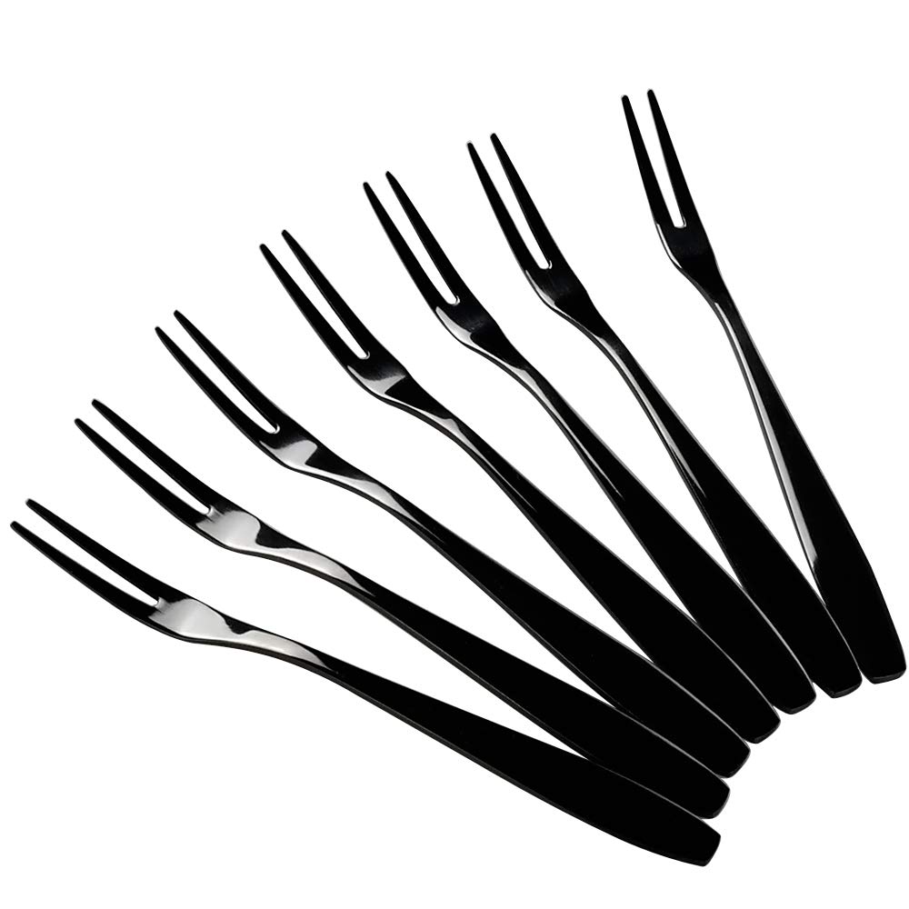 Wekioger 12-Piece Mini Cake Forks Set - Black Stainless Steel Dessert Forks for Cake, Fruit, Appetizers | Perfect for Parties, Weddings, Tea Time & Home Dining