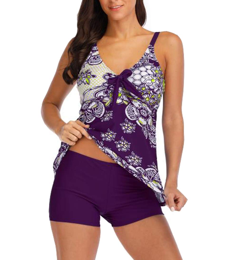 Eternatastic Women's Two Piece Tankini Swimsuits - Tummy Control Tank Top & Boyshorts Bathing Suits for Swimming, Beach & Vacation