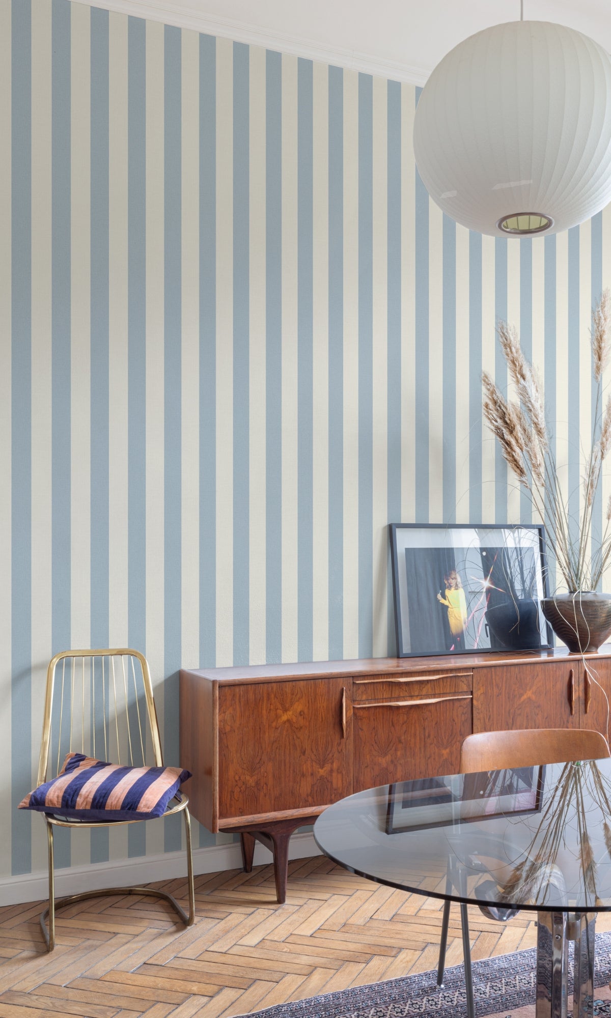Blue Simple Stripe Wallpaper R7981 - Self-Adhesive Peel & Stick Wallpaper for Bedroom, Living Room, Nursery - Easy to Install & Remove