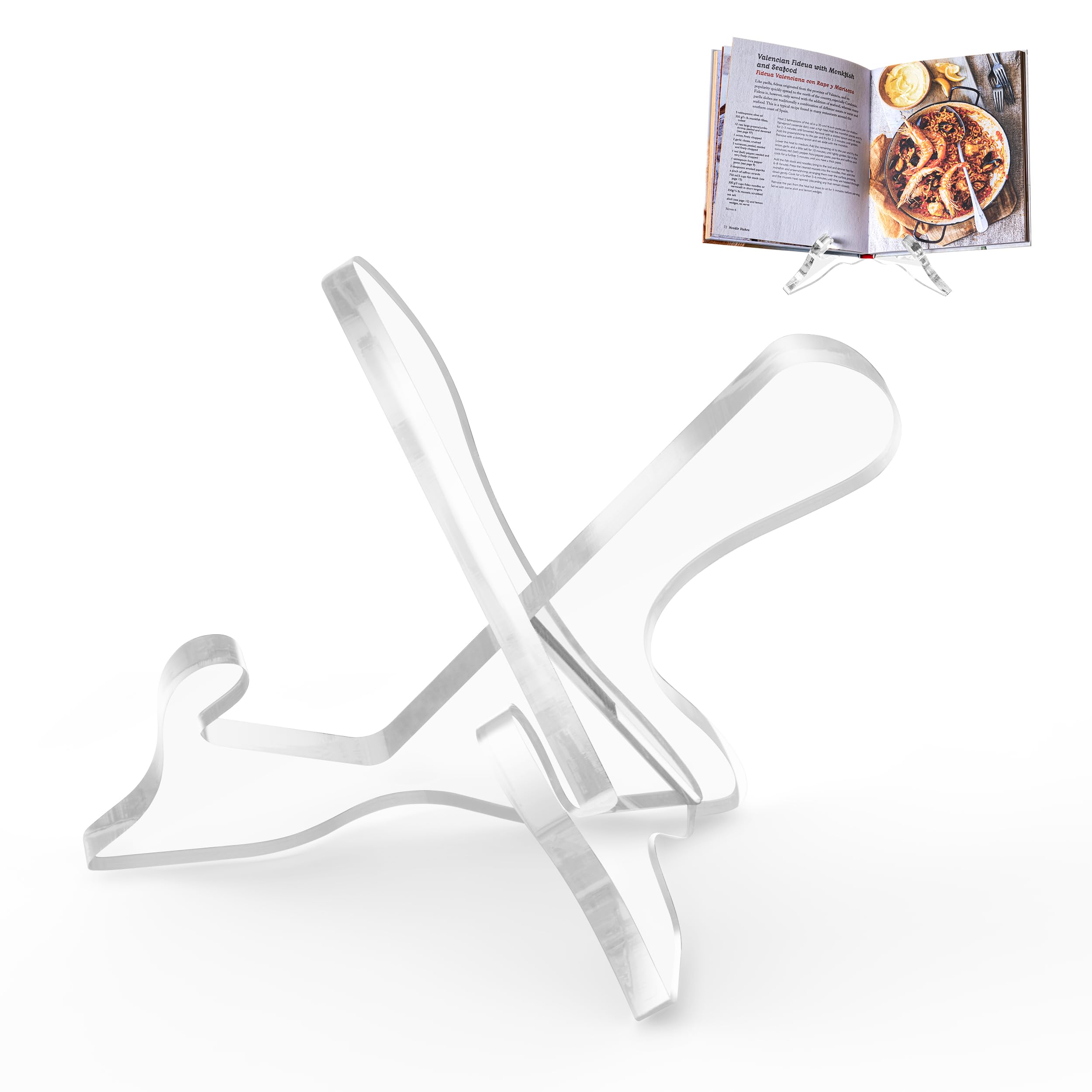 UBTKEY Acrylic Cookbook Stand - Clear Recipe Book Holder for Kitchen Counter, Multifunctional Display Stand for Cookbooks, Plates & Tablets - Perfect Gift for Mom & Grandma | Ideal for Cooking, Baking & Reading Recipes