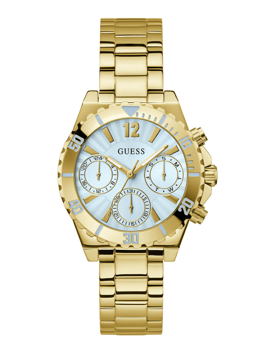 Gold Phoebe Blue Dial Link Watch - Elegant Stainless Steel Women's Wristwatch for Business, Party & Everyday Wear