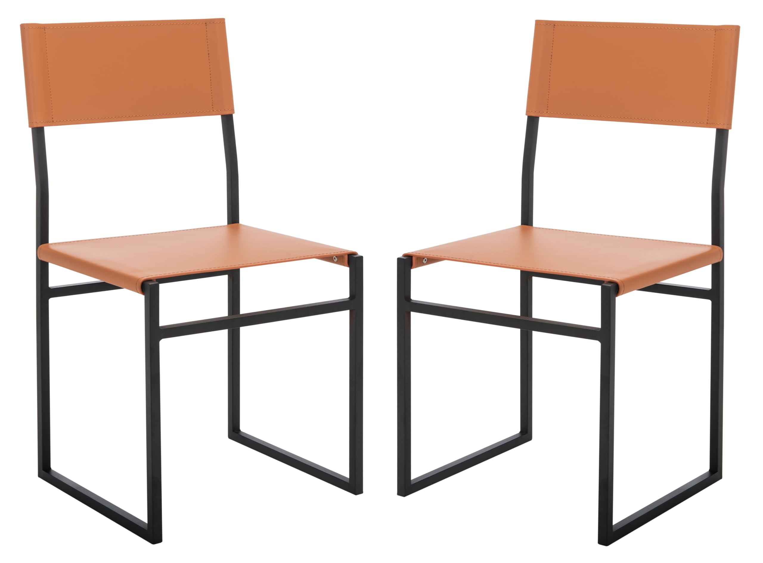 SAFAVIEH Layne Cognac Brown & Black Accent Chair for Living Room & Dining Room - Fully Assembled Modern Home Decor - Perfect for Small Spaces, Apartments & Cozy Corners
