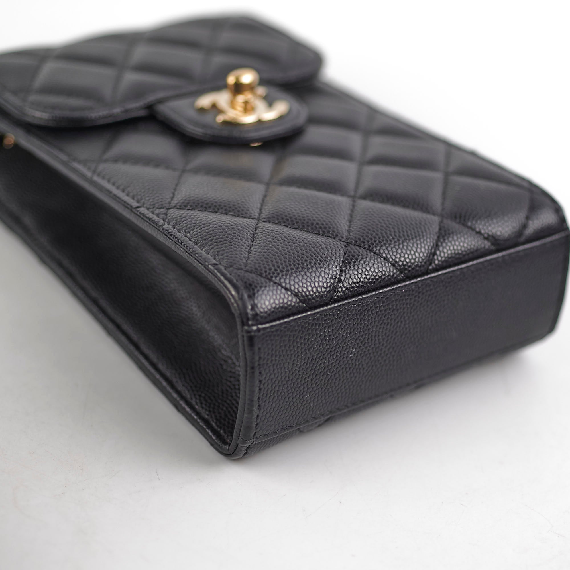 Chanel Caviar Quilted Leather Phone Holder Crossbody Bag for iPhone 15 Pro Max - Luxury Designer Phone Pouch for Women, Perfect for Parties, Shopping & Daily Use