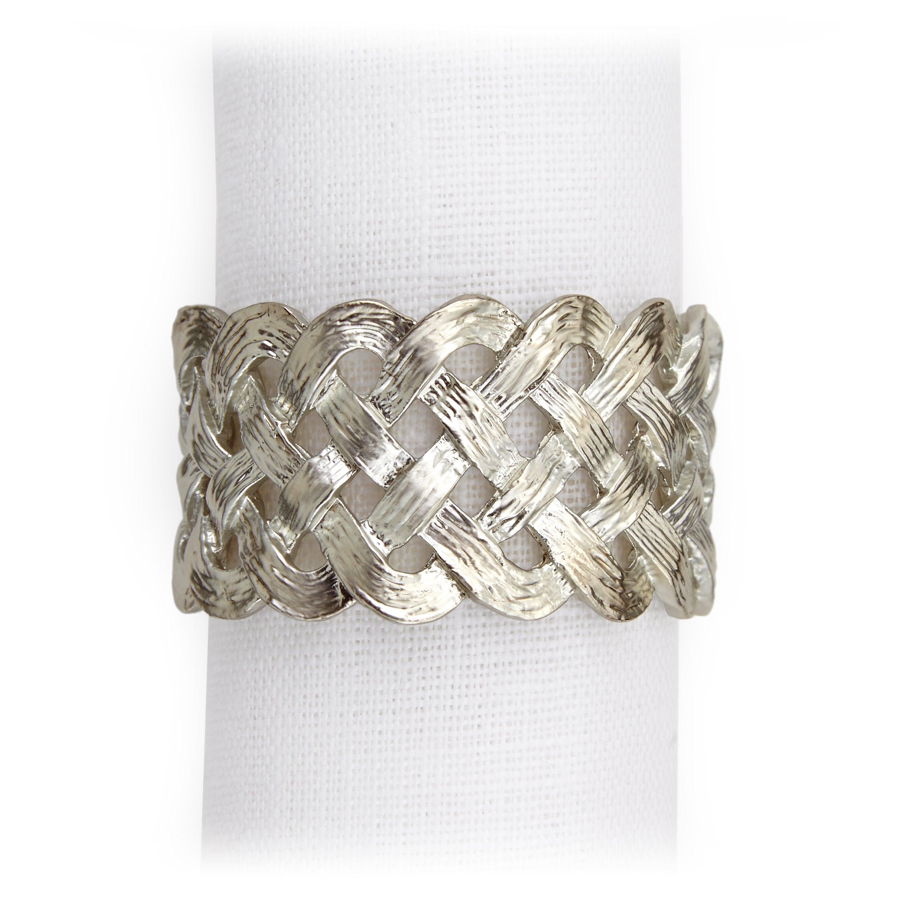 Elegant Braided Napkin Rings Set of 4 - Gold Silver Table Decor for Wedding, Dinner Party & Holiday Decorations - Perfect for Fine Dining & Special Occasions