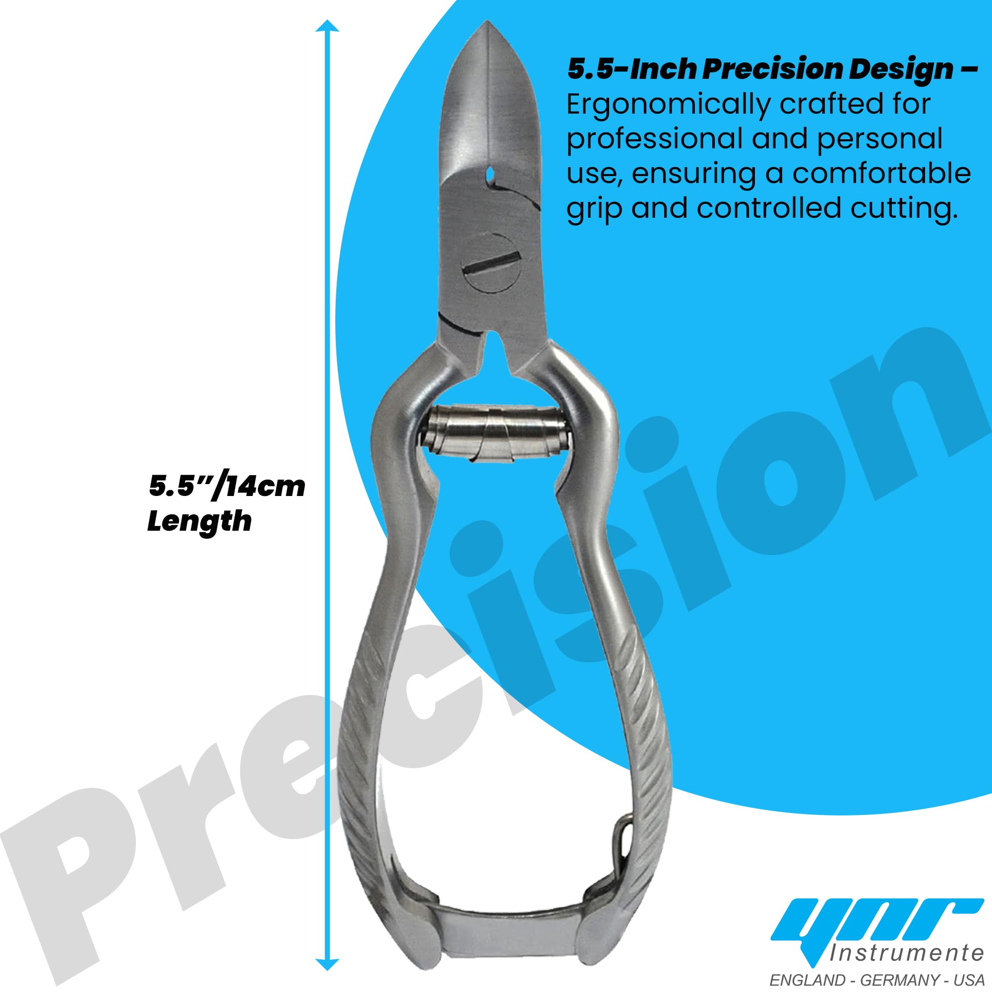 Professional Heavy Duty Toe Nail Clippers for Thick Nails - Chiropody & Podiatry Grade Stainless Steel Nippers - Perfect for Elderly, Diabetic Foot Care & Ingrown Toenail Treatment