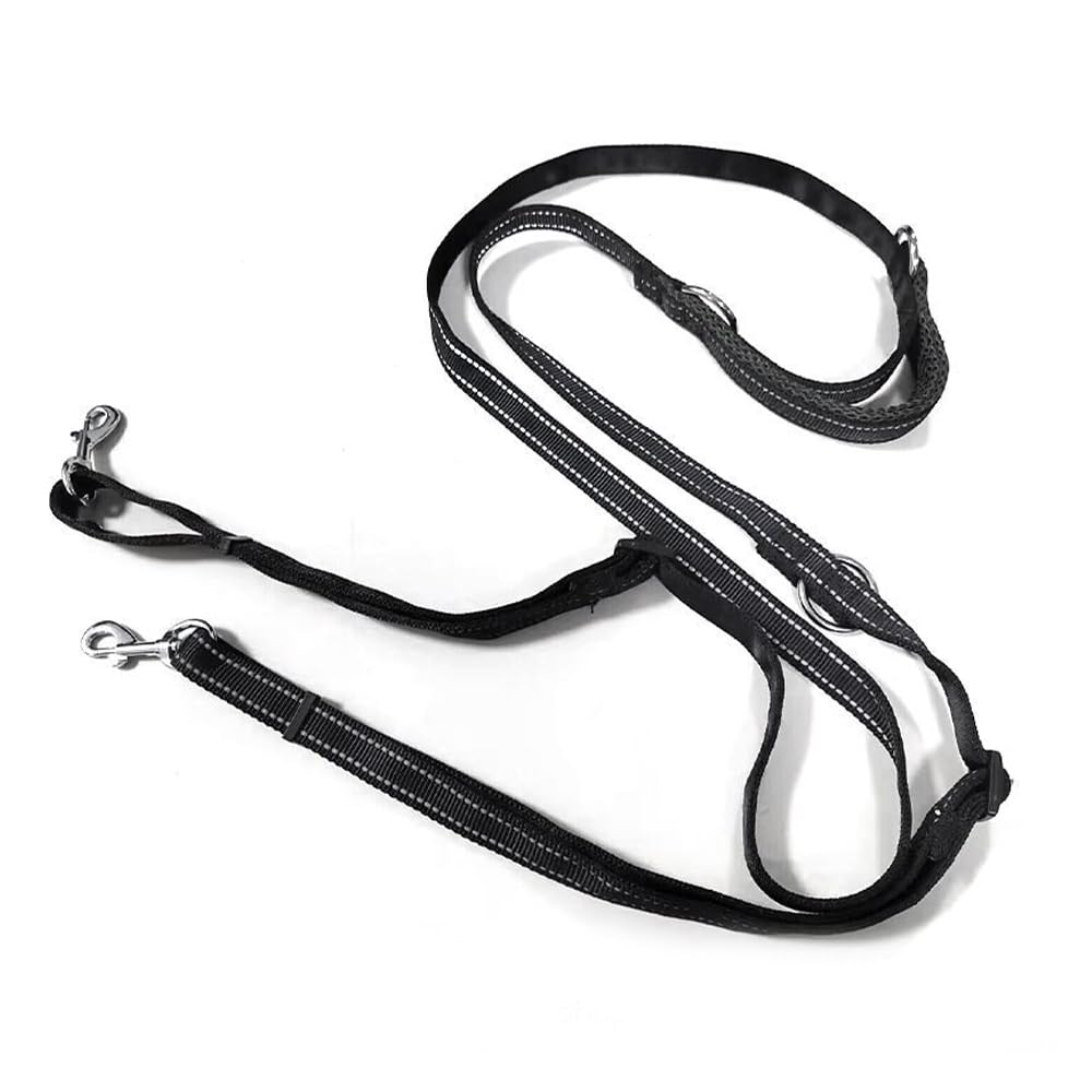 Hands-Free Dog Leash with Traffic Handle - Adjustable Double Leash for Two Dogs - Multifunctional Crossbody Running Belt for Large, Medium & Small Dogs - Perfect for Jogging, Hiking & Daily Walks