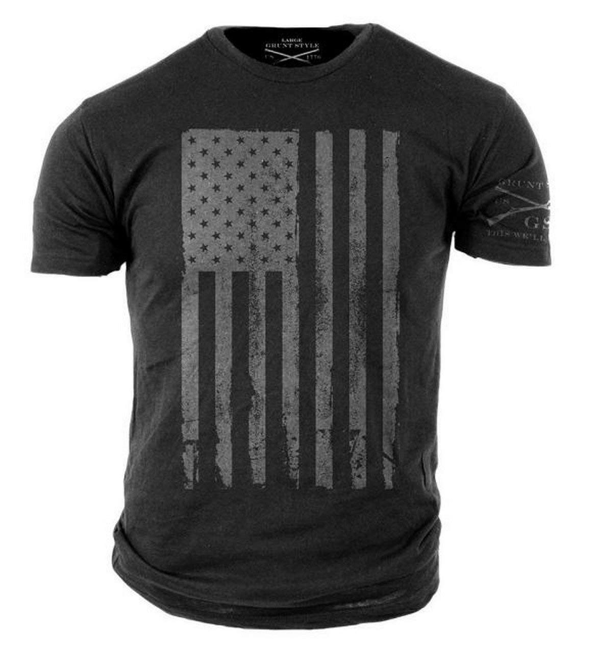 Grunt Style Patriotic American Flag Men's T-Shirt - Comfortable & Stylish Casual Wear for Patriotic Events, BBQ, and Outdoor Activities