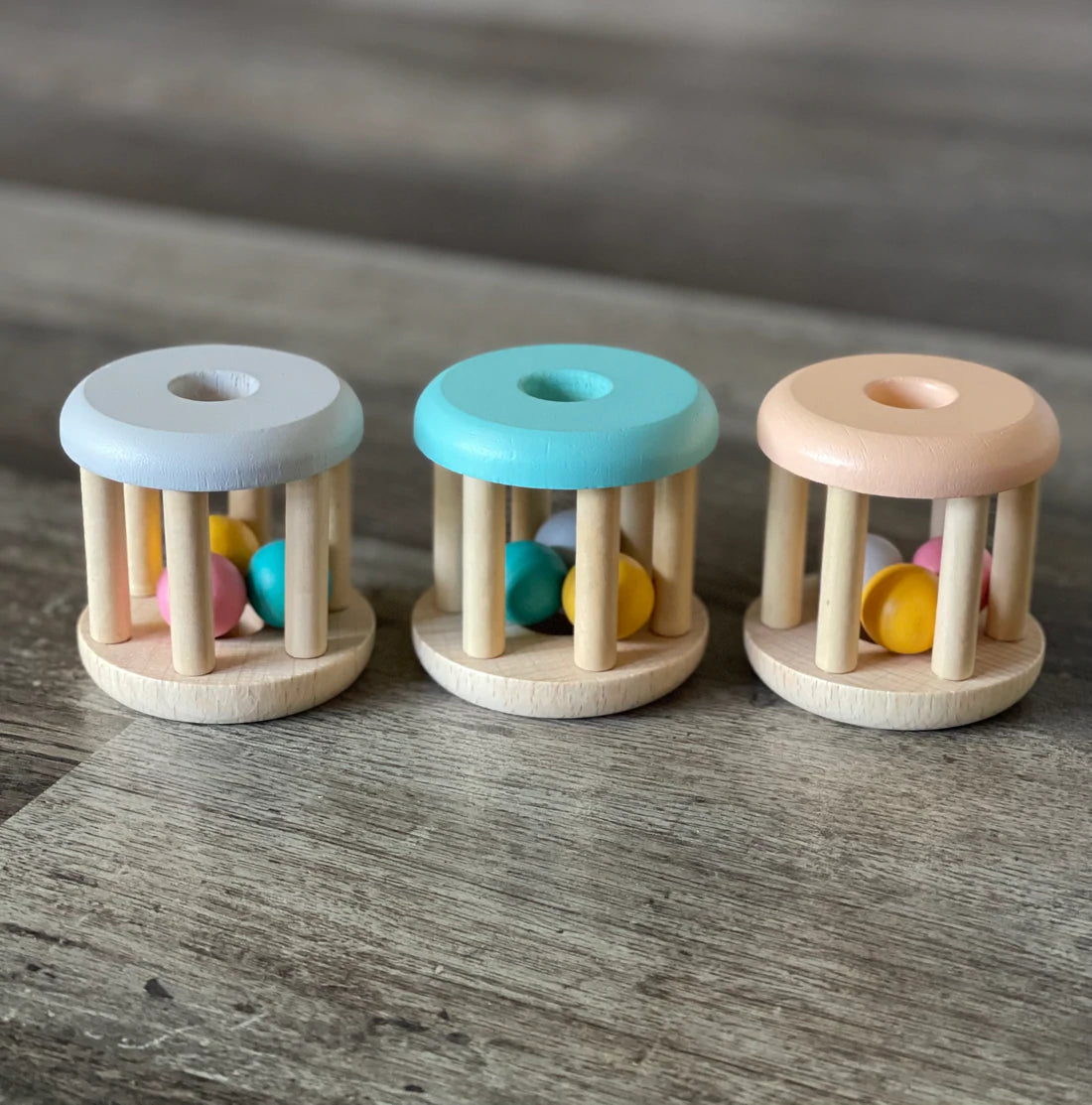 Two Tone Wooden Baby Shaker Rattle - Natural Wooden Musical Toy for Infants & Toddlers - Perfect for Sensory Play, Early Learning & Developmental Activities