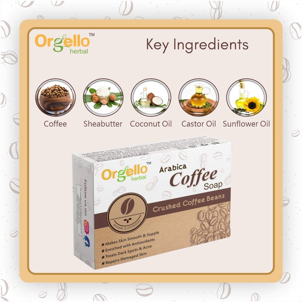 Orgello Herbal Arabica Coffee Body Soap & Neem Aloe Vera Face Wash Set - 100g + 100ml, SLS Paraben & Mineral Oil Free - For Men, Women, Girls & Boys with Normal, Oily or Dry Skin - Perfect for Morning Routine & Skincare Regimen