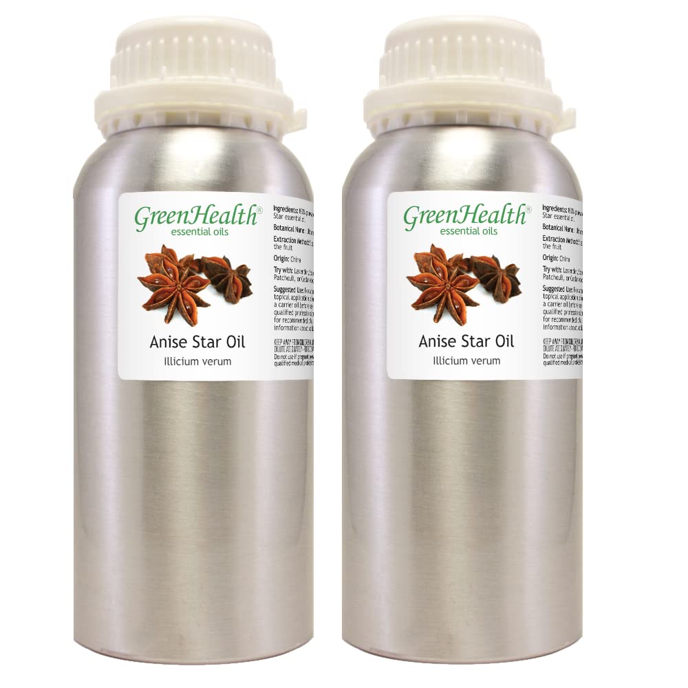 2 Pack - 16 fl oz 100% Pure Uncut Essential Oil in Premium Aluminum Bottles | Aromatherapy, Diffuser & Massage Use | GreenHealth Natural Wellness