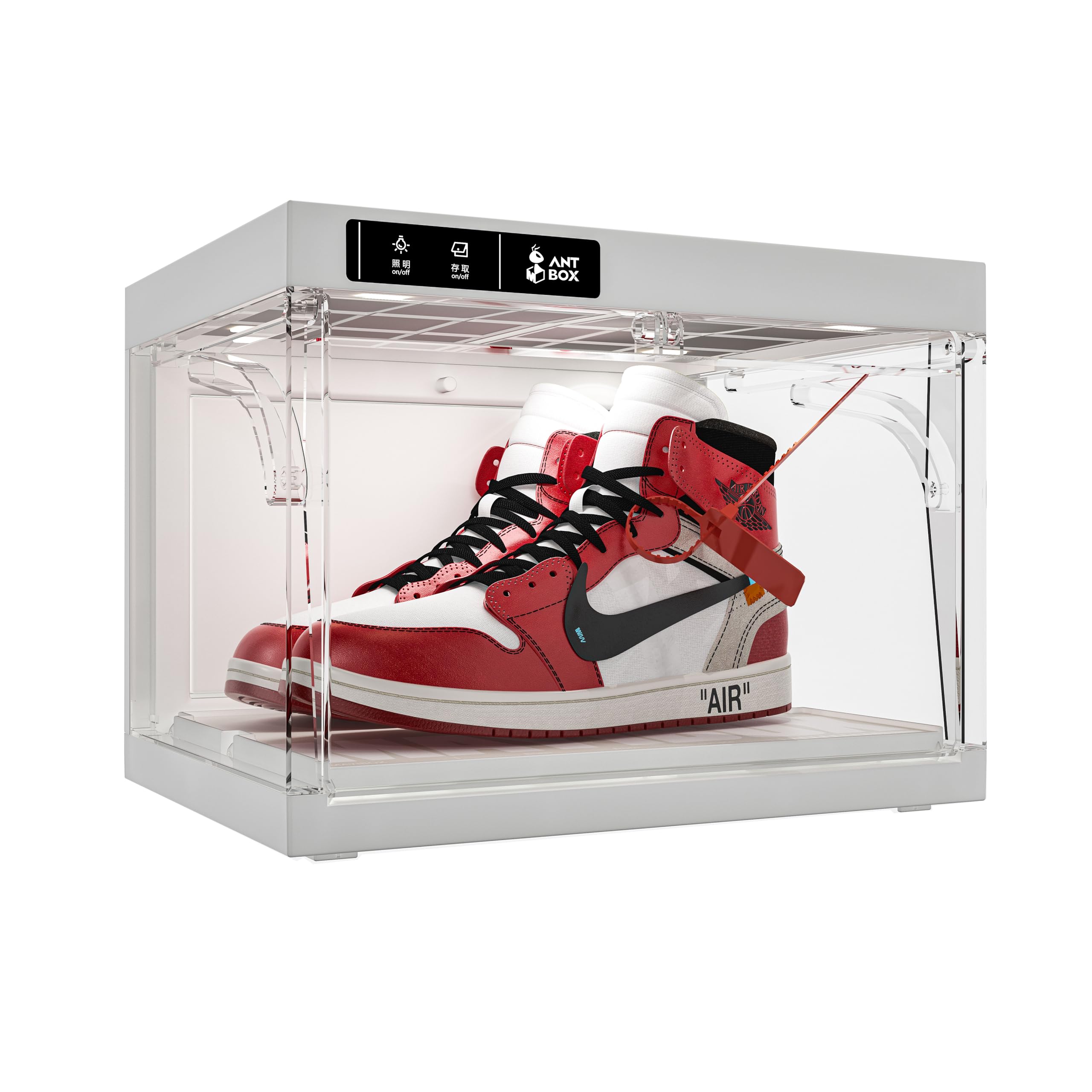 Smart LED Shoe Organizer Box - Clear Stackable Plastic Sneaker Display Case with Auto-Opening, Perfect for Shoe Collection Storage & Home Organization (1-Pack, White) - Ideal for Closet, Bedroom, and Sneakerhead Display