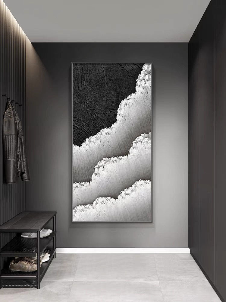 Black and White Textured Minimalist Wall Art Print - Modern Abstract Home Decor for Living Room, Bedroom & Office | #MZ046