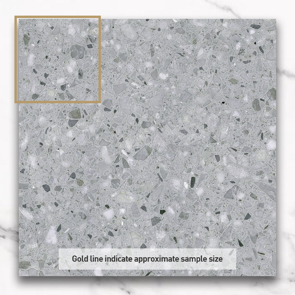 Modena Grey 600x600mm Matte Terrazzo Porcelain Floor Tile - Perfect for Kitchen, Bathroom & Living Room Flooring