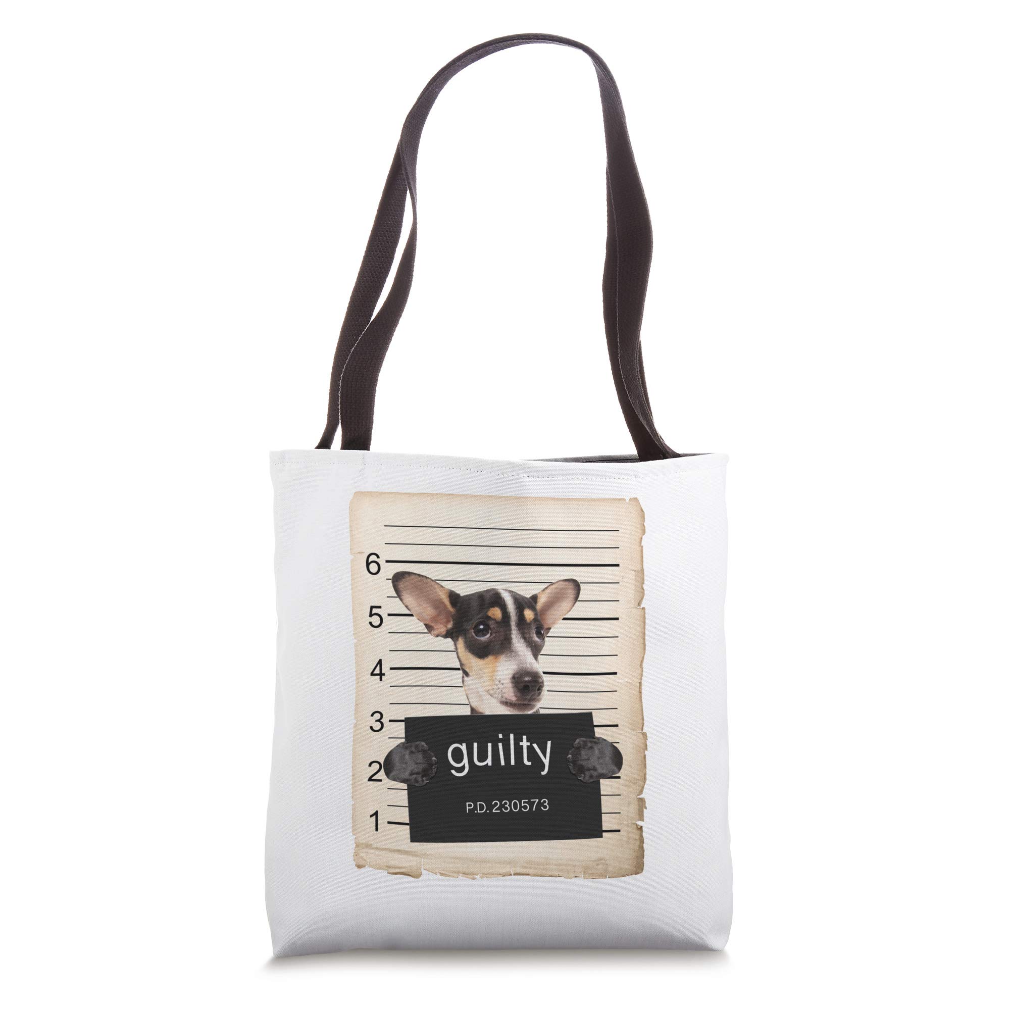 Rat Terrier Dog Mug Shot Bad Dog Tote Bag - Funny Pet Lover Gift for Dog Owners - Perfect for Grocery Shopping, Beach Trips & Work Commutes