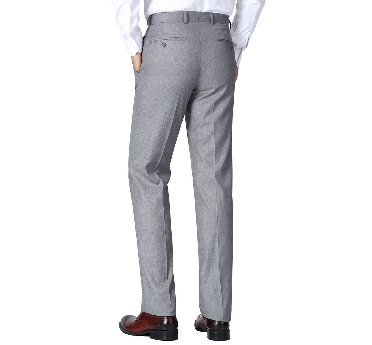 Alessandro Vitello by Renoir Grey Classic Fit Flat Front Dress Pants for Men - Business Formal & Wedding Attire