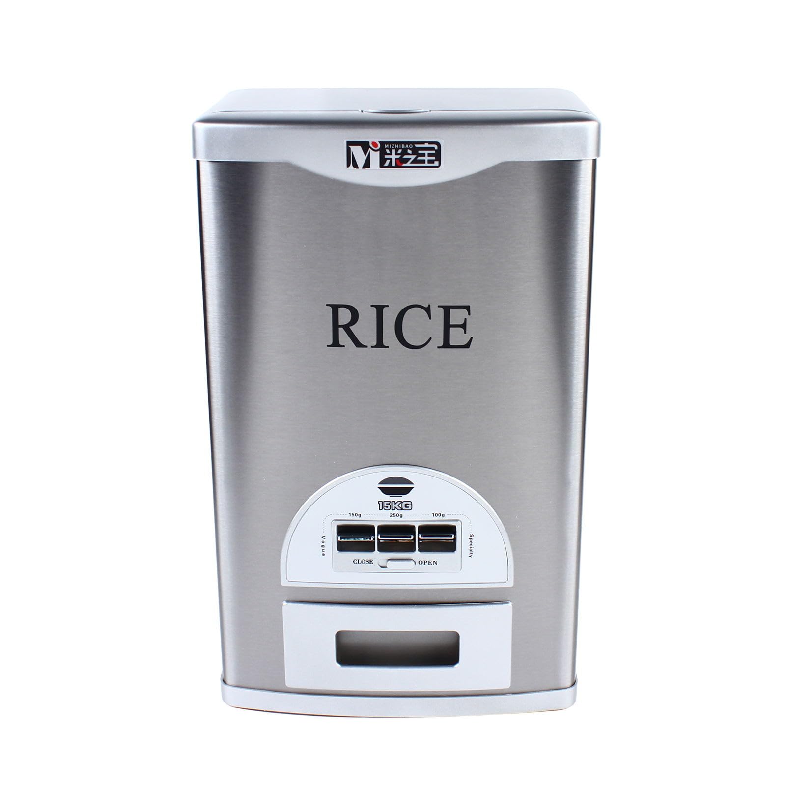 Automatic Rice Dispenser Machine - 15kg/33lbs Large Capacity Stainless Steel Food Storage Container for Kitchen, Pantry & Restaurant Use