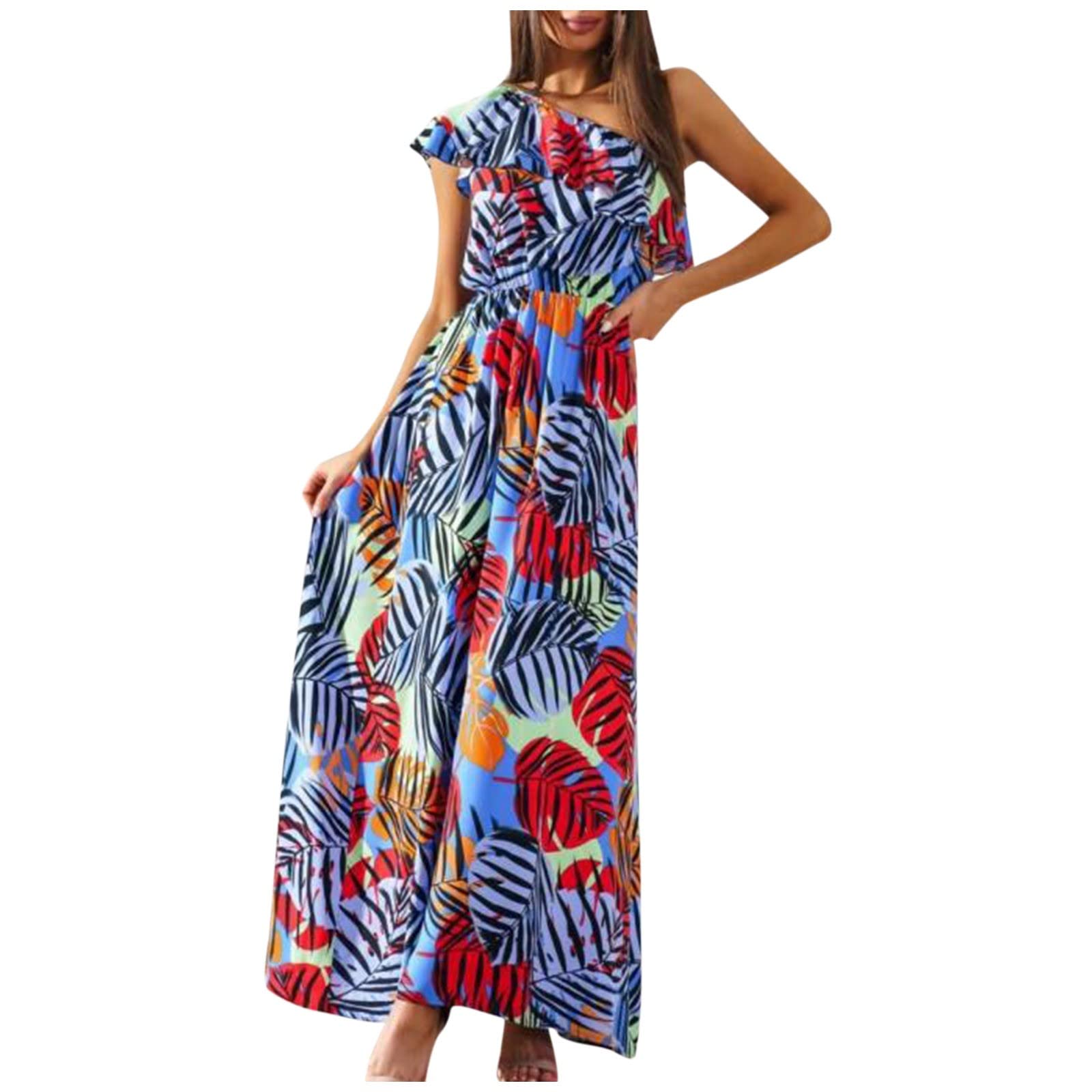Women's High Slit Summer Dress - One Sleeve Denim Bodycon Mini Dress for Plus Size (S-2XL) | Perfect for Beach Parties, Date Nights & Summer Vacations