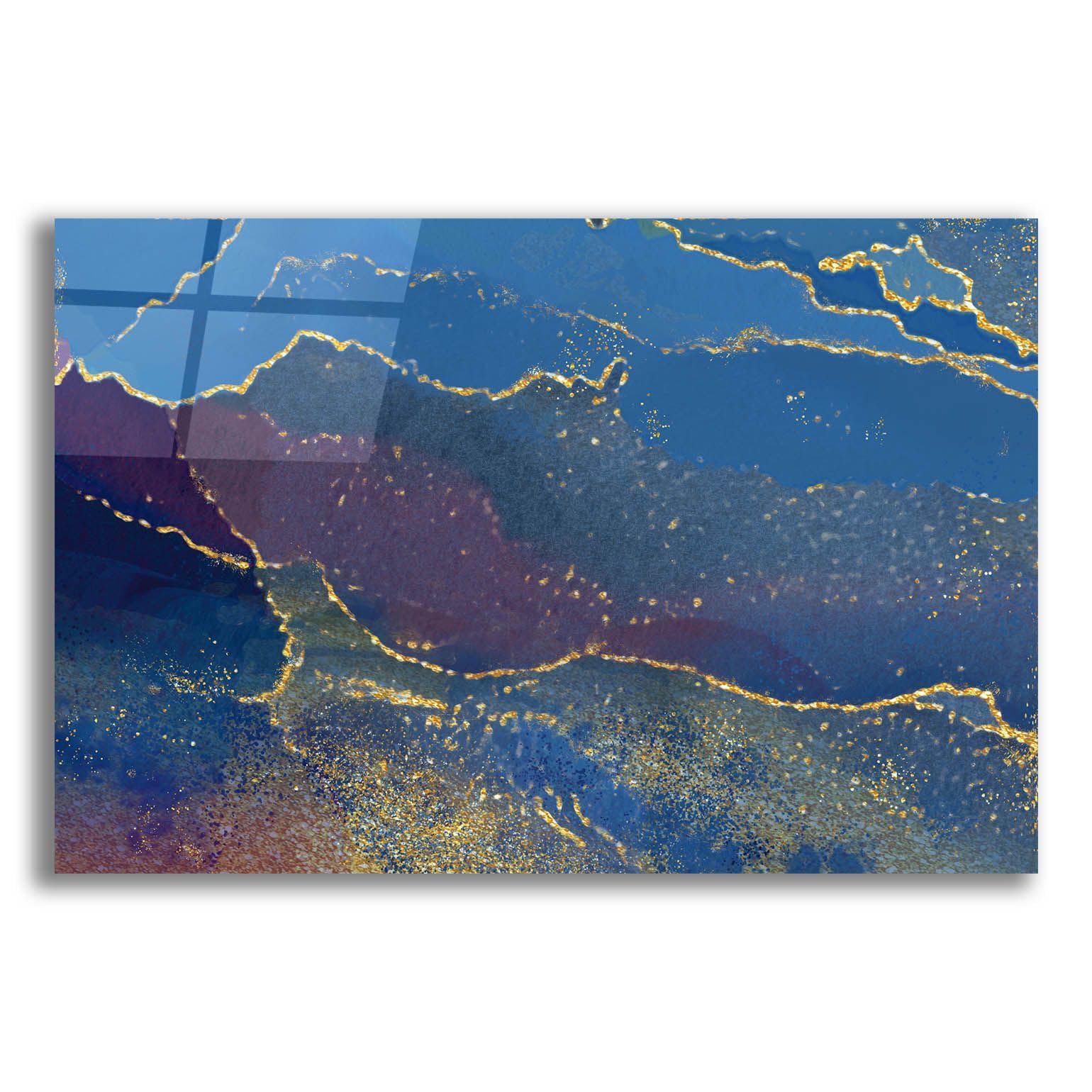 Delores Naskrent 'In the Navy' Acrylic Glass Wall Art - 24x16 Inch Modern Navy Blue Abstract Painting - Perfect for Living Room, Bedroom or Office Decor