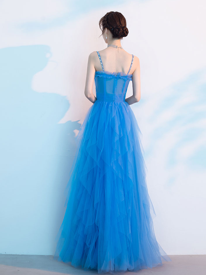Elegant Blue Sweetheart Neckline Tulle Long Prom Dress - Formal Evening Gown for Homecoming, Wedding, Ball & Special Occasions