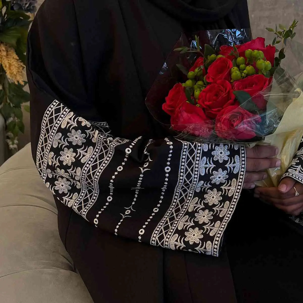 Elegant Embroidered Sleeve Cardigan Open Abaya Dress for Women - Perfect for Prayer, Modest Fashion & Special Occasions