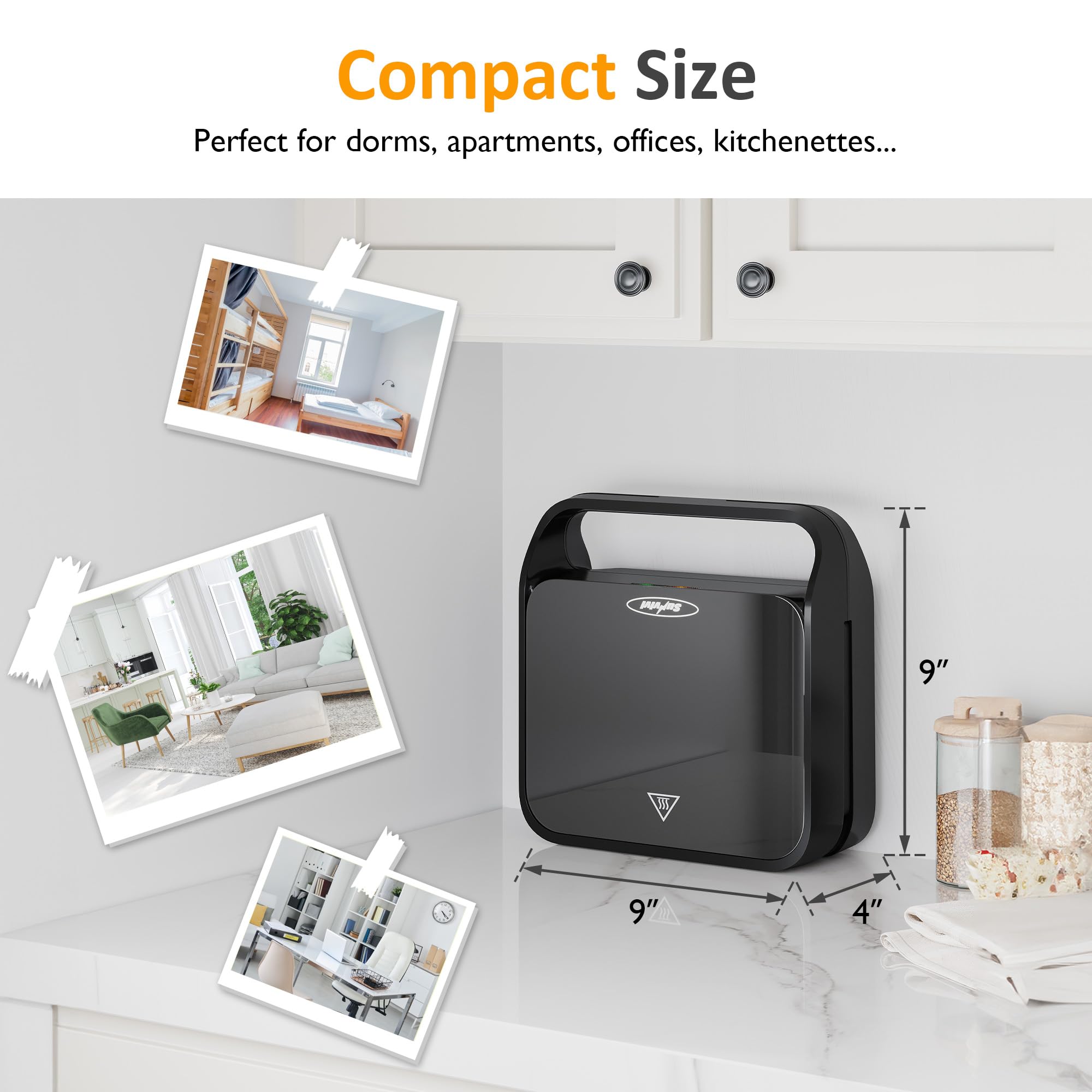 Sunvivi Pro 3-in-1 Electric Waffle Maker & Sandwich Press with Removable Non-Stick Plates, Panini Grill with Glass Top, Cool-Touch Handle - 850W for Breakfast, Brunch & Quick Meals - Easy to Clean Kitchen Appliance