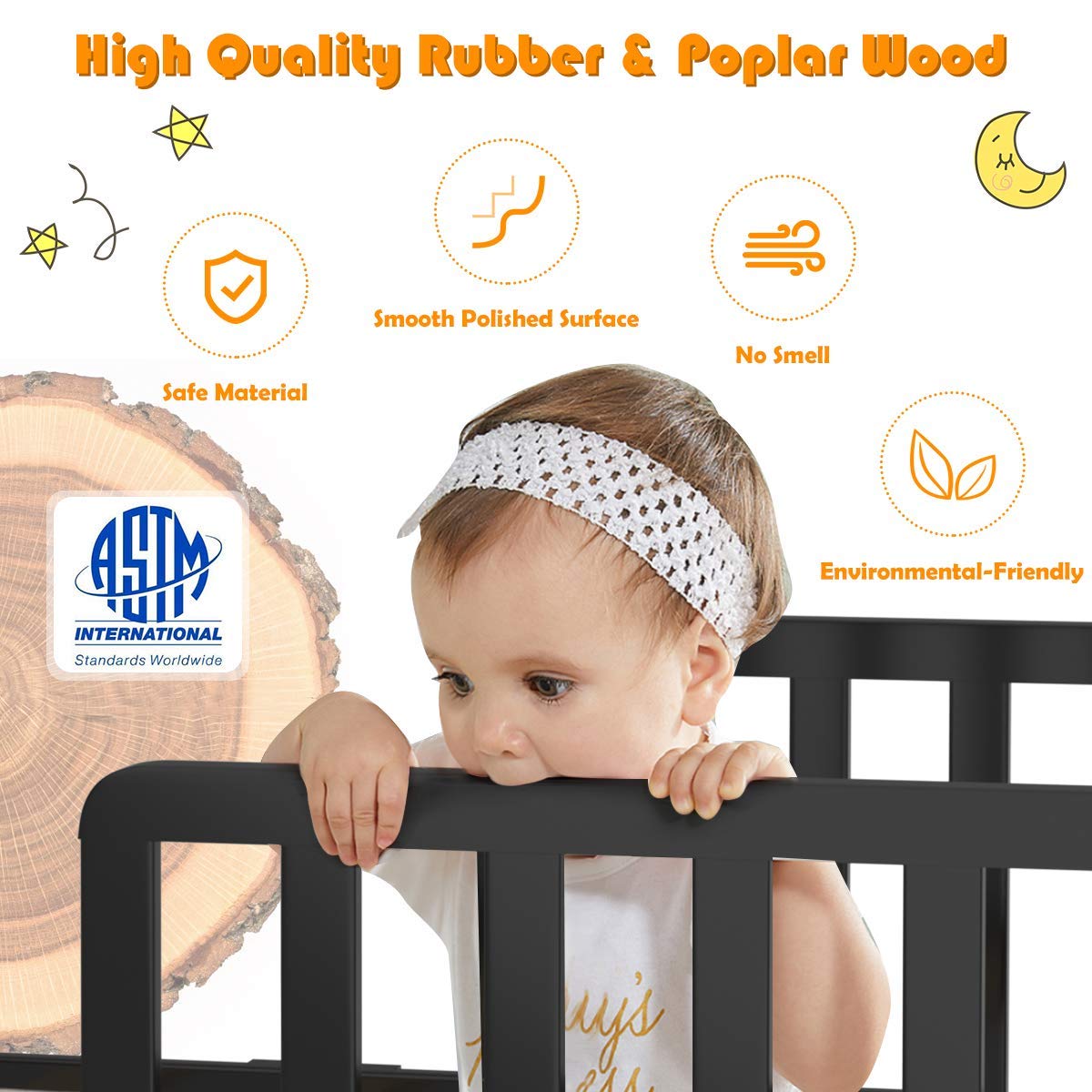Costzon Toddler Wood Bed with Safety Rail - Low Floor Design for Boys & Girls - Perfect for Nursery & Kids' Room