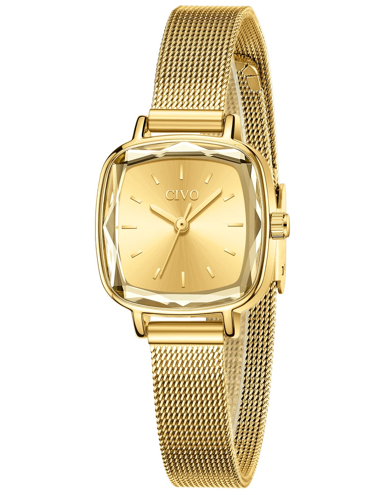 CIVO Women's Square Watch - Waterproof Analog Quartz, Ultra-Thin Stainless Steel Mesh Strap for Small Wrists | Perfect for Office & Evening Wear