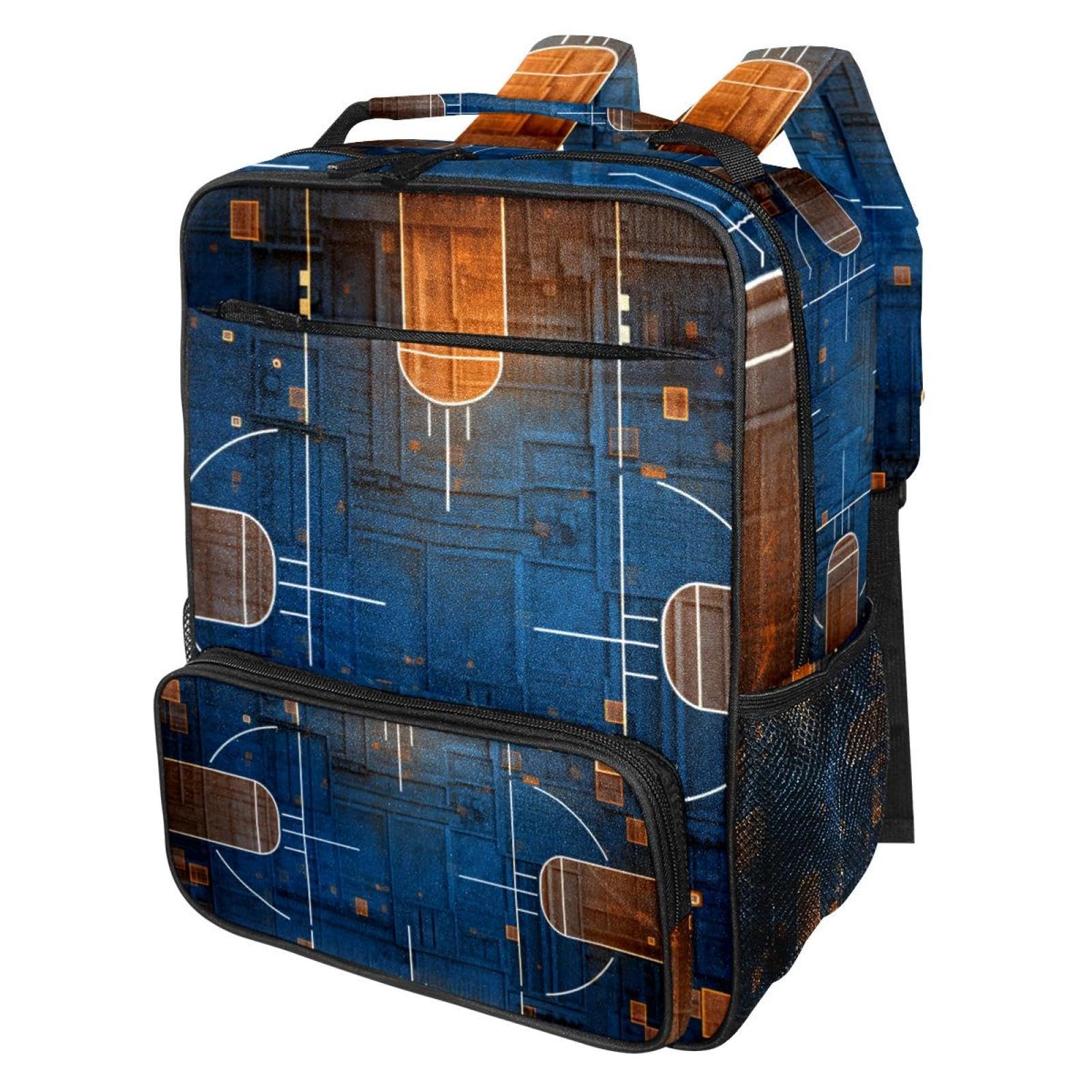 Men's & Women's Travel Backpack - Durable Art Basketball Court Design Backpack for Hiking, Gym, School & Daily Commute