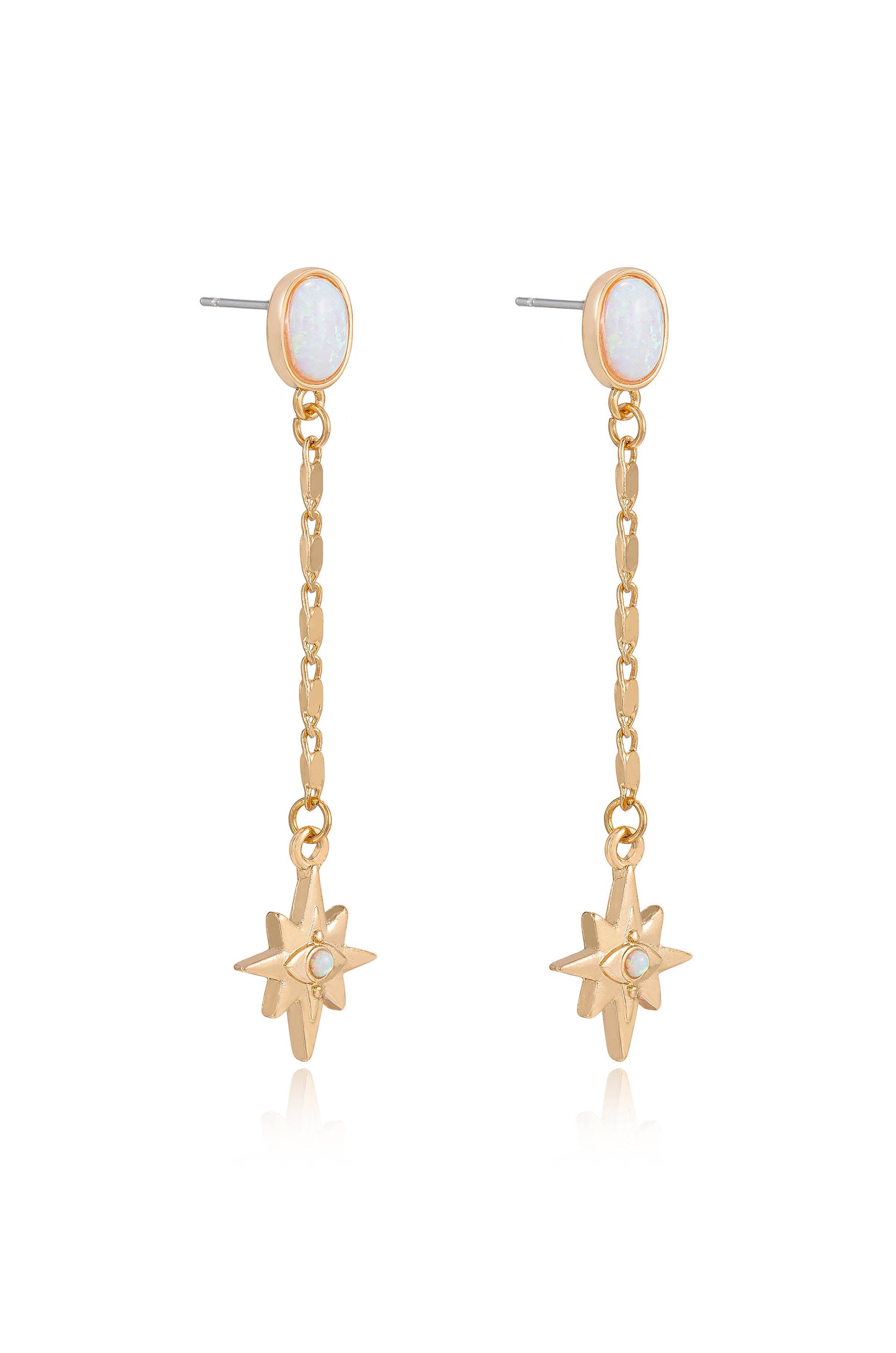 Celestial Opal Star Drop Earrings for Women – Elegant Dangle Earrings with Genuine Opal Gemstone | Perfect for Evening Parties, Weddings & Special Occasions
