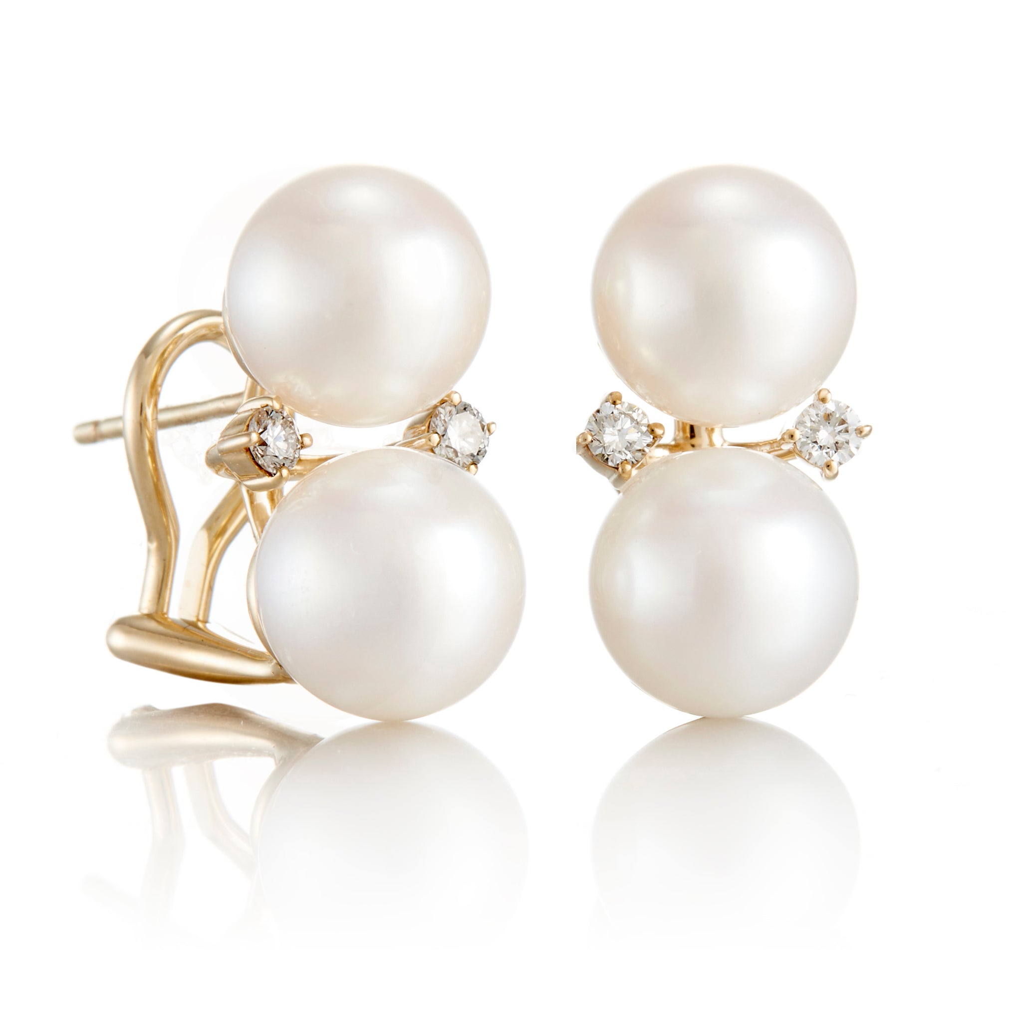 Les Deux Pearl & Diamond Earrings – Elegant Dangle Earrings for Women, Perfect for Weddings, Parties & Special Occasions