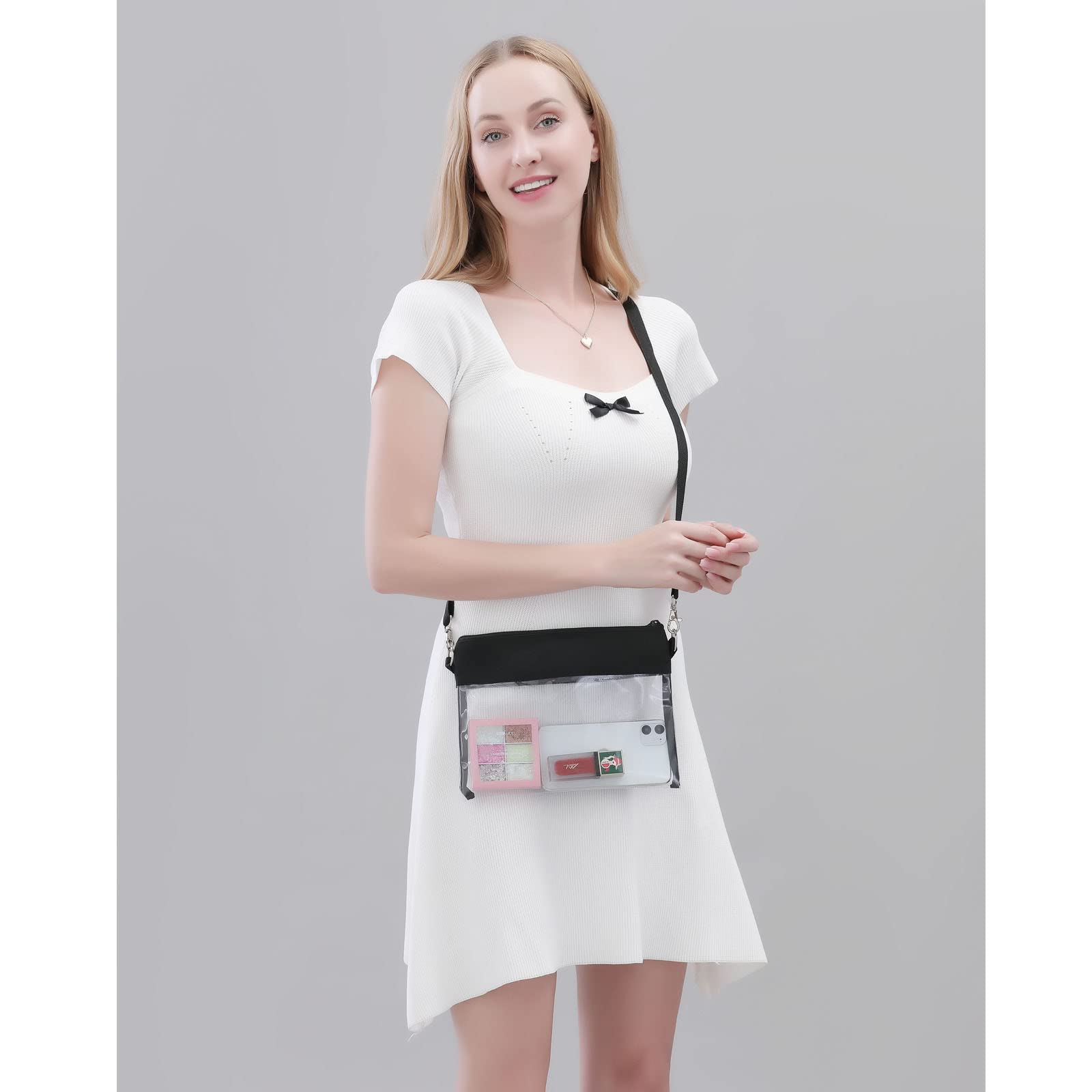 Clearworld Clear Crossbody Purse Bag for Stadium Events - Approved Clear Bag for Concerts, Sports Games & Festivals - Perfect for Security Checks & Hands-Free Carrying at Venues